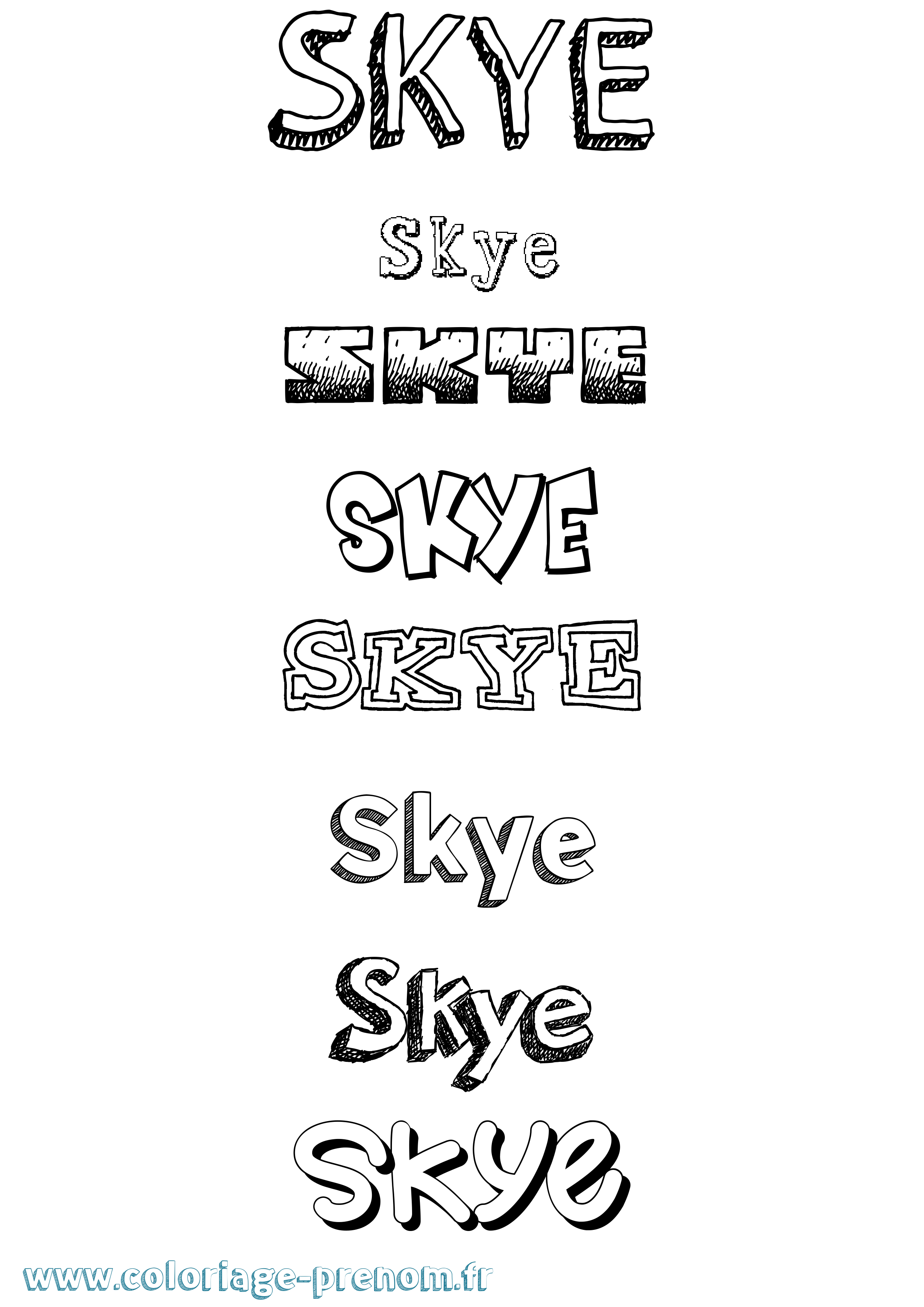 Coloriage Skye Dessiné Coloriage prénom Skye Dessiné