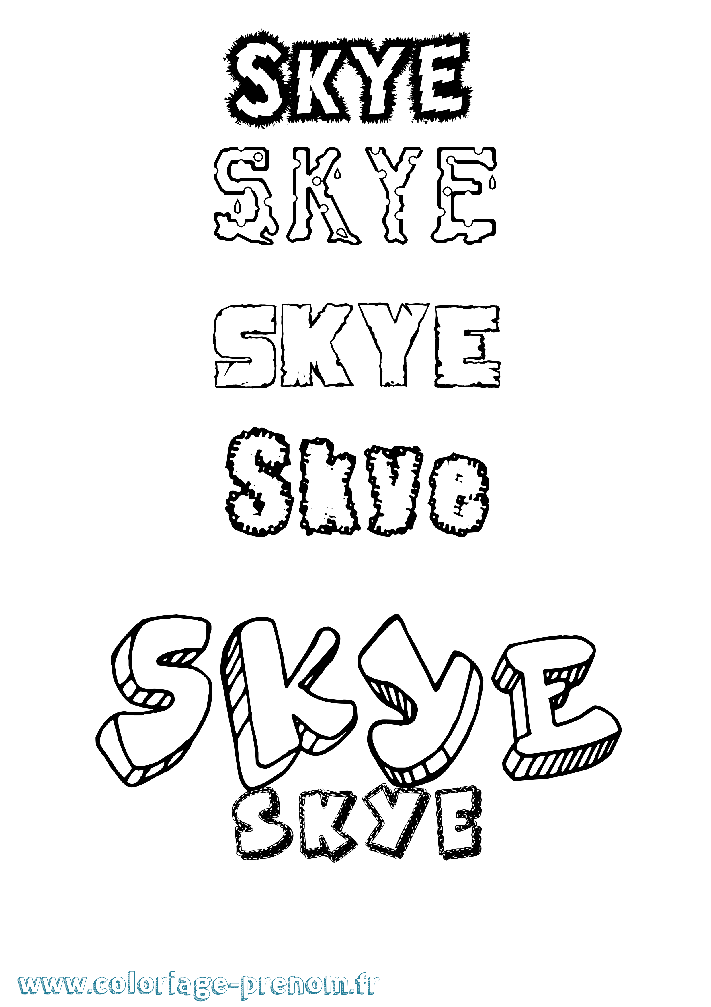 Coloriage Skye Destructuré Coloriage prénom Skye Destructuré