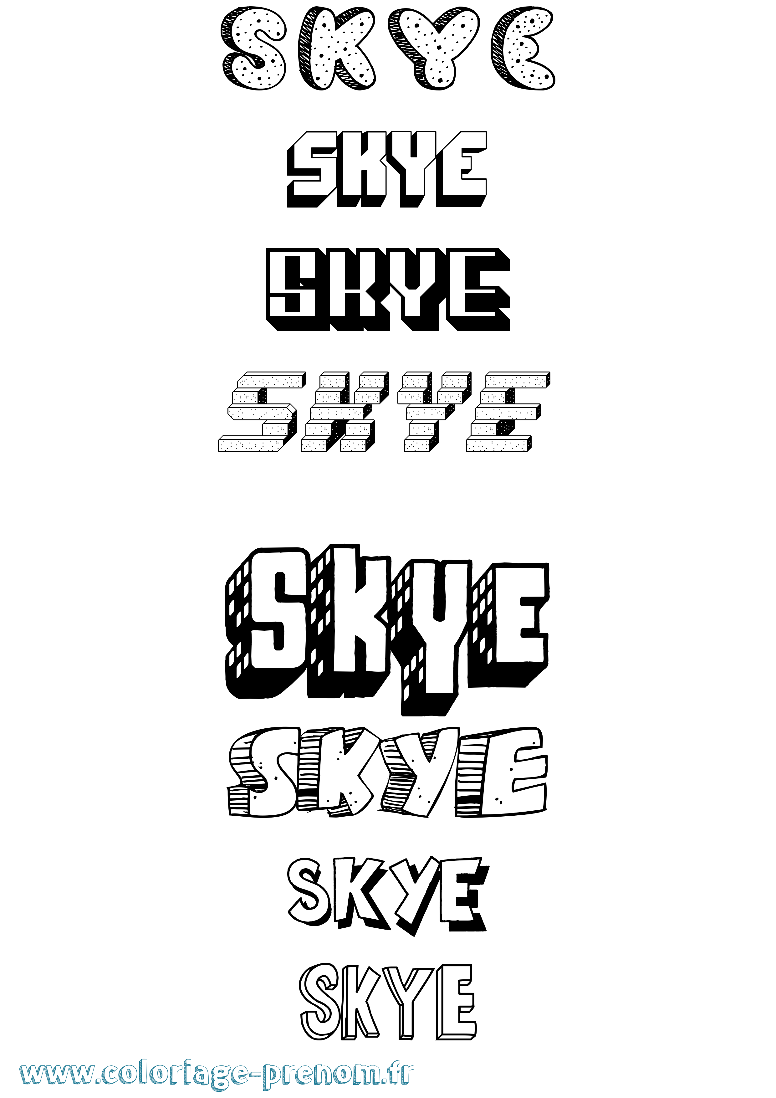 Coloriage Skye Effet 3D Coloriage prénom Skye Effet 3D