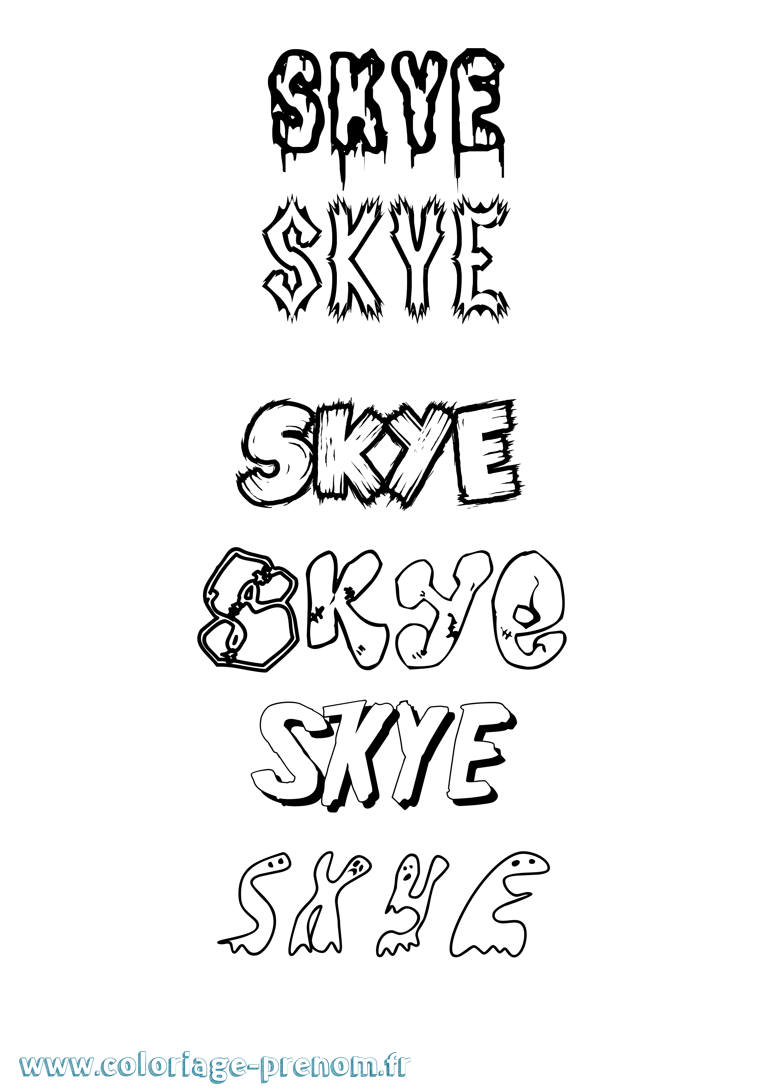 Coloriage Skye Frisson Coloriage prénom Skye Frisson