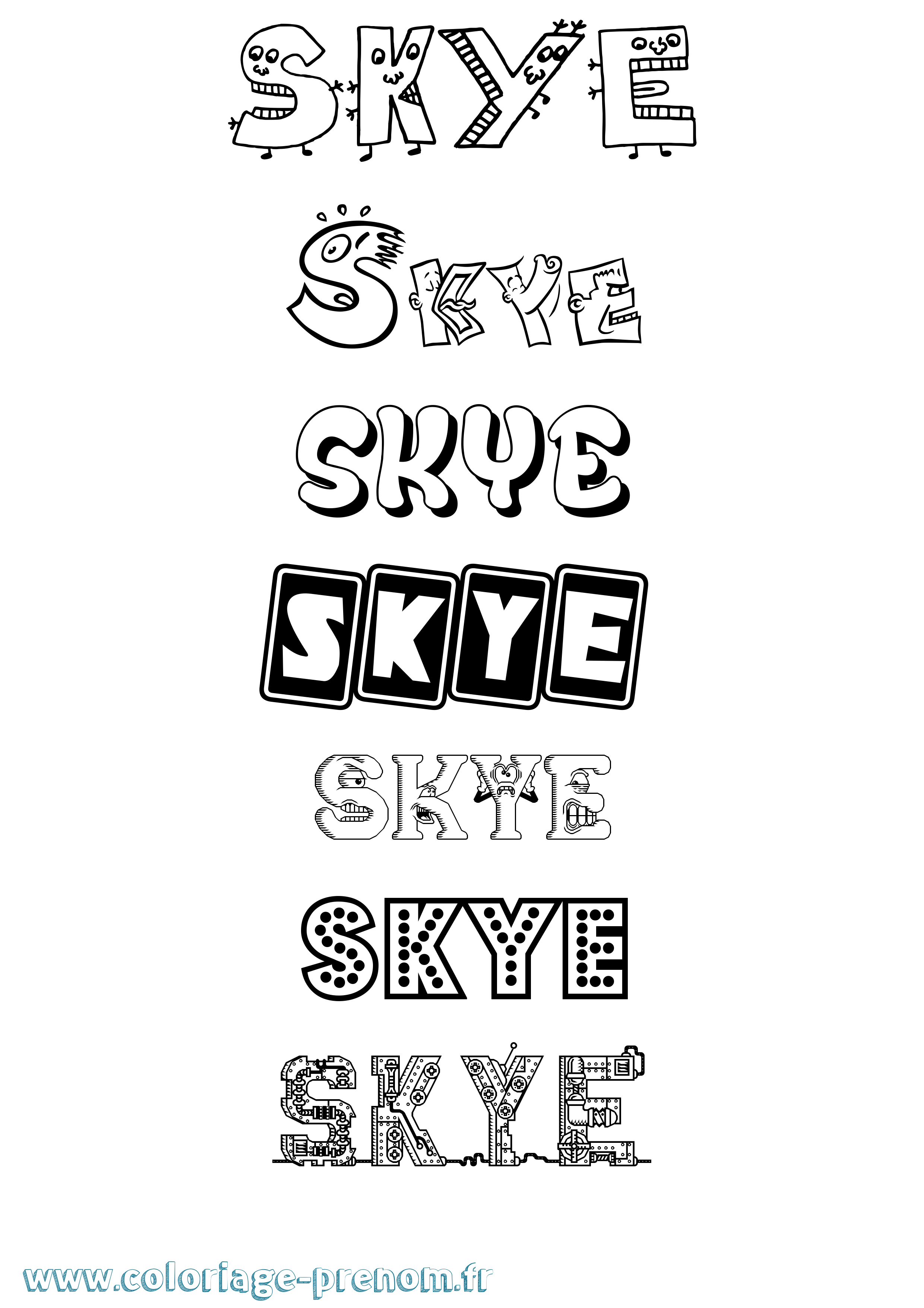 Coloriage Skye Fun Coloriage prénom Skye Fun