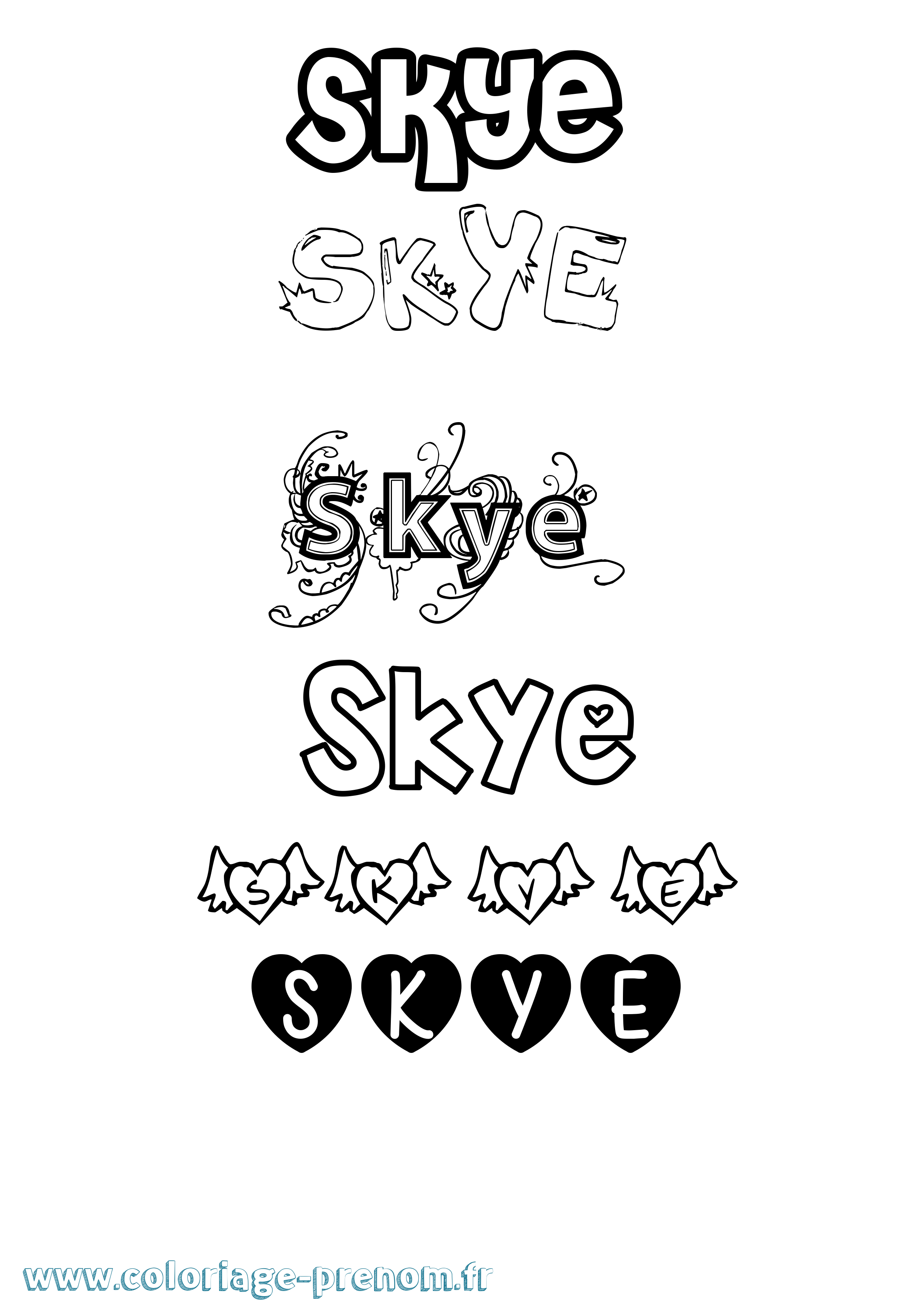 Coloriage Skye Girly Coloriage prénom Skye Girly