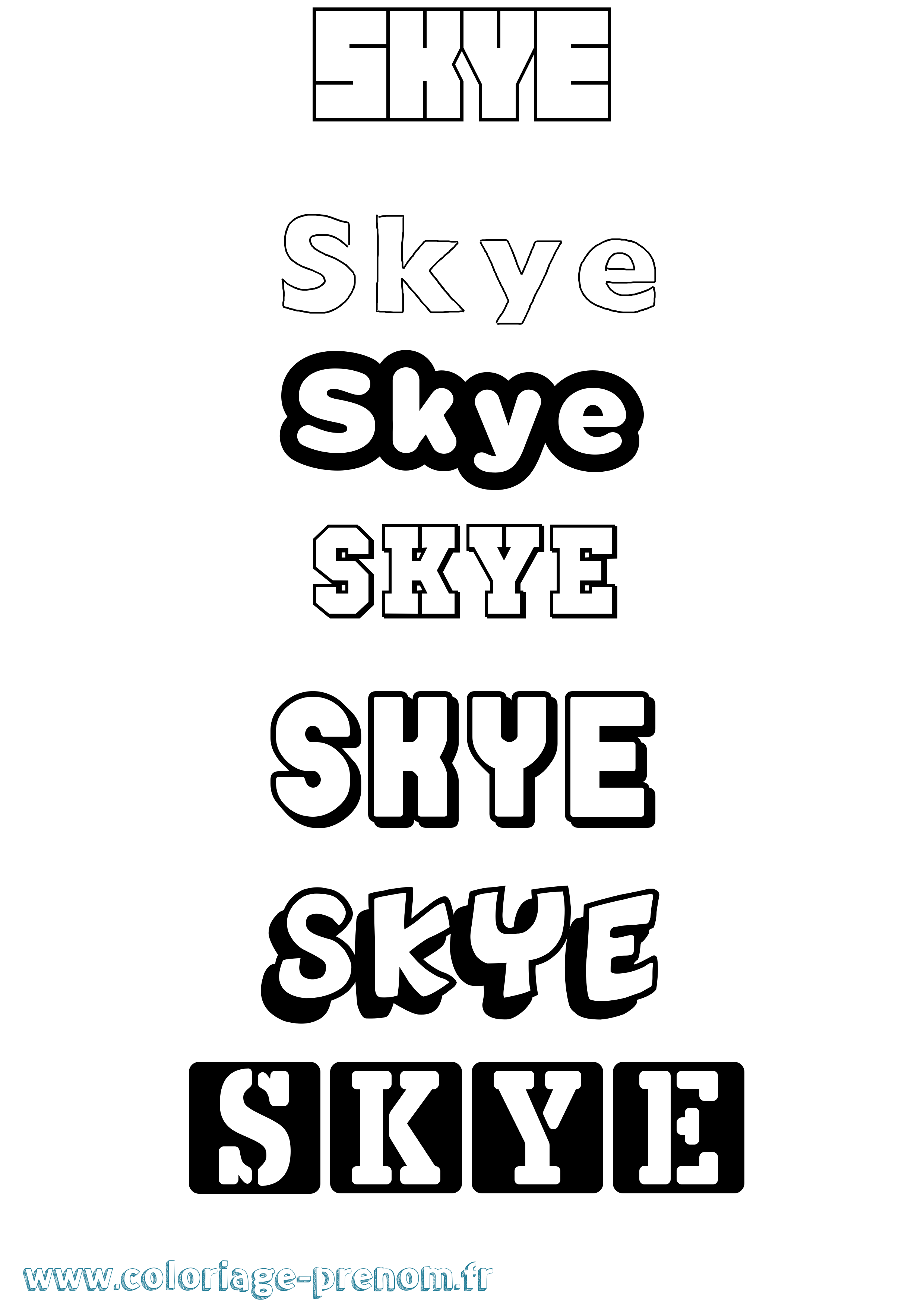 Coloriage Skye Simple Coloriage prénom Skye Simple