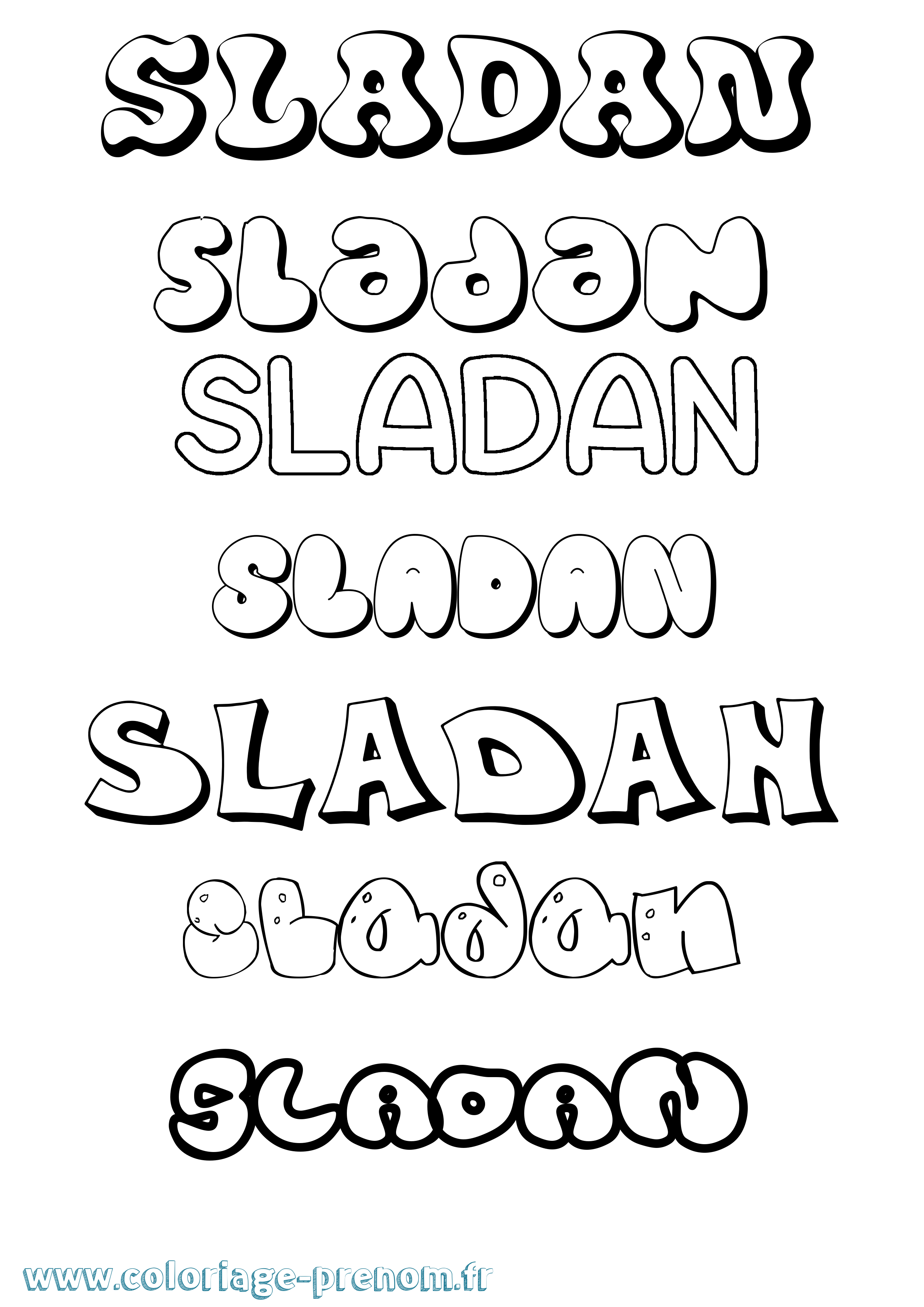 Coloriage Sladan Bubble Coloriage prénom Sladan Bubble