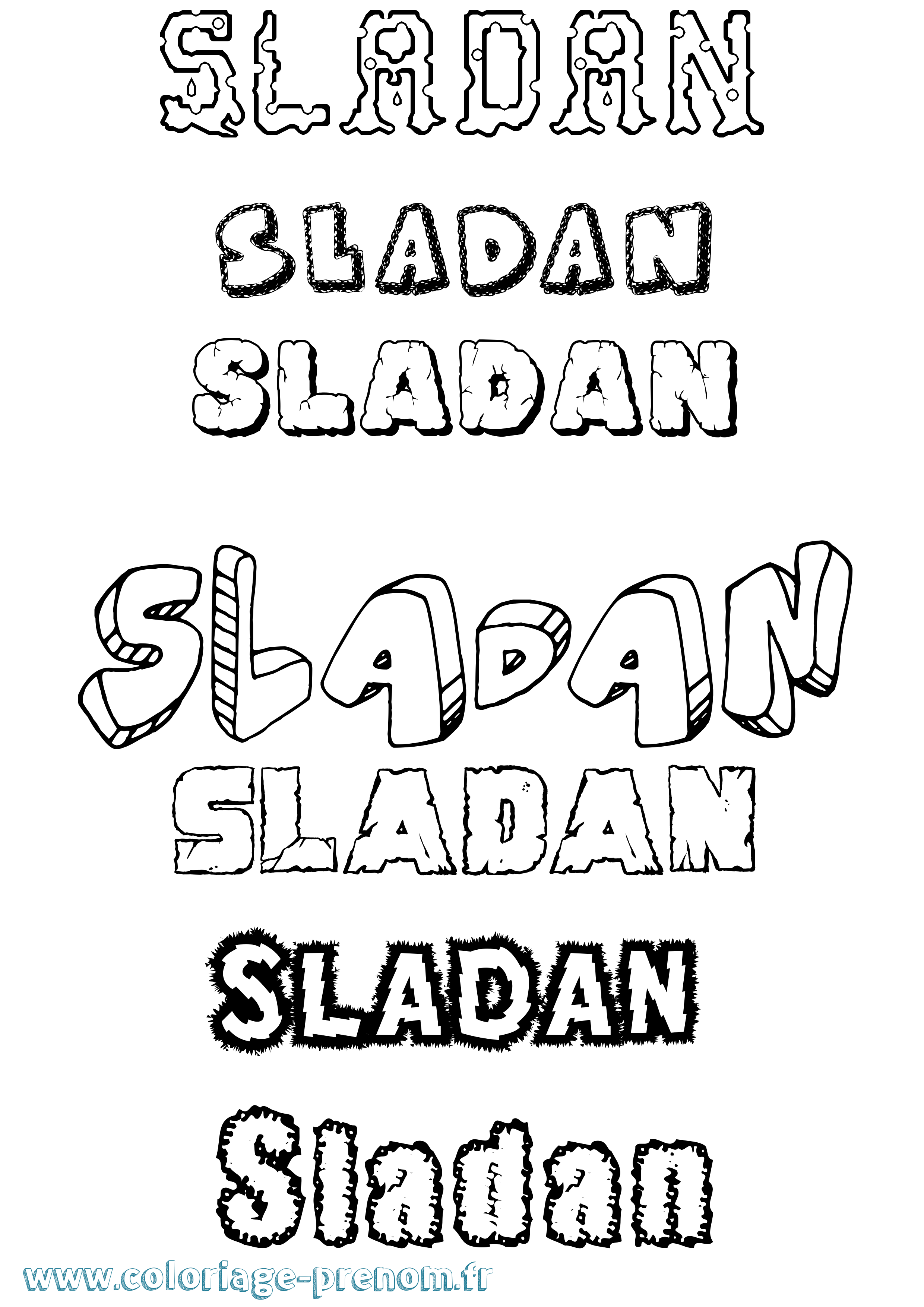 Coloriage Sladan Destructuré Coloriage prénom Sladan Destructuré