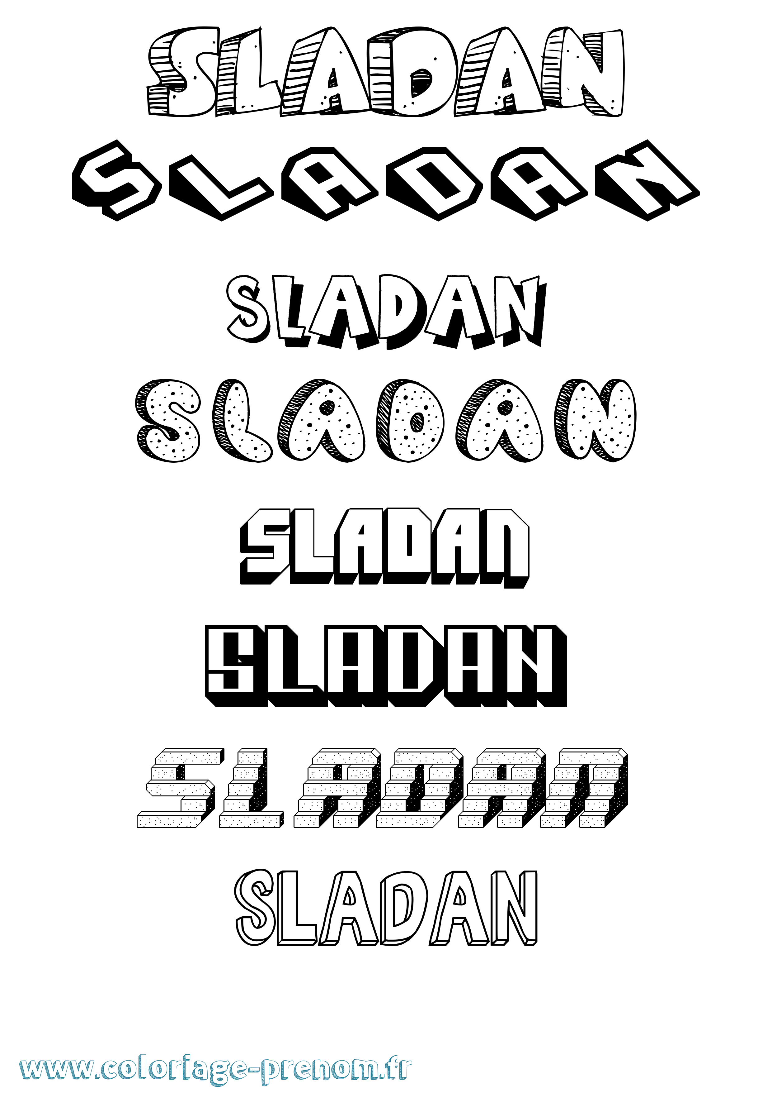 Coloriage Sladan Effet 3D Coloriage prénom Sladan Effet 3D