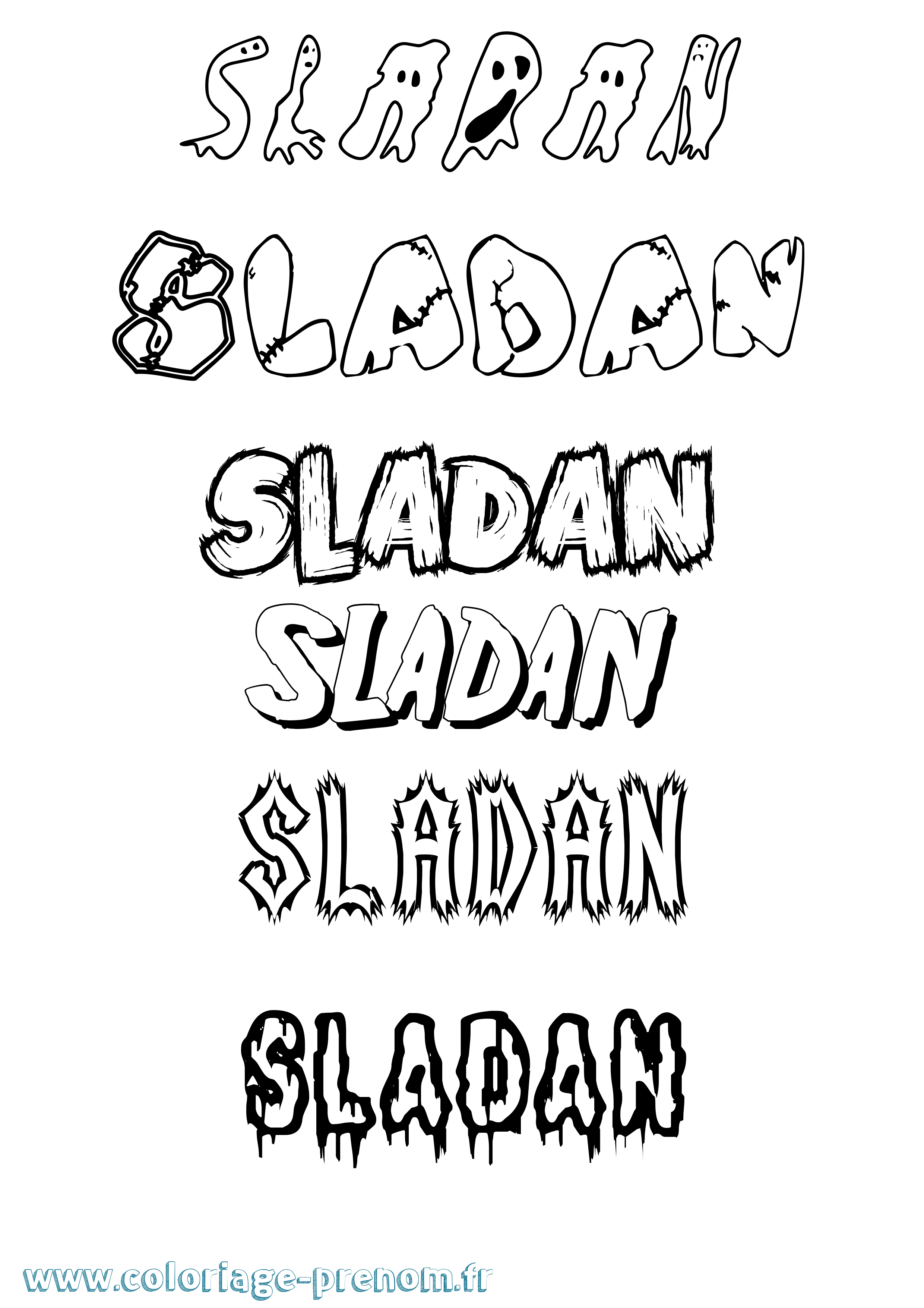 Coloriage Sladan Frisson Coloriage prénom Sladan Frisson
