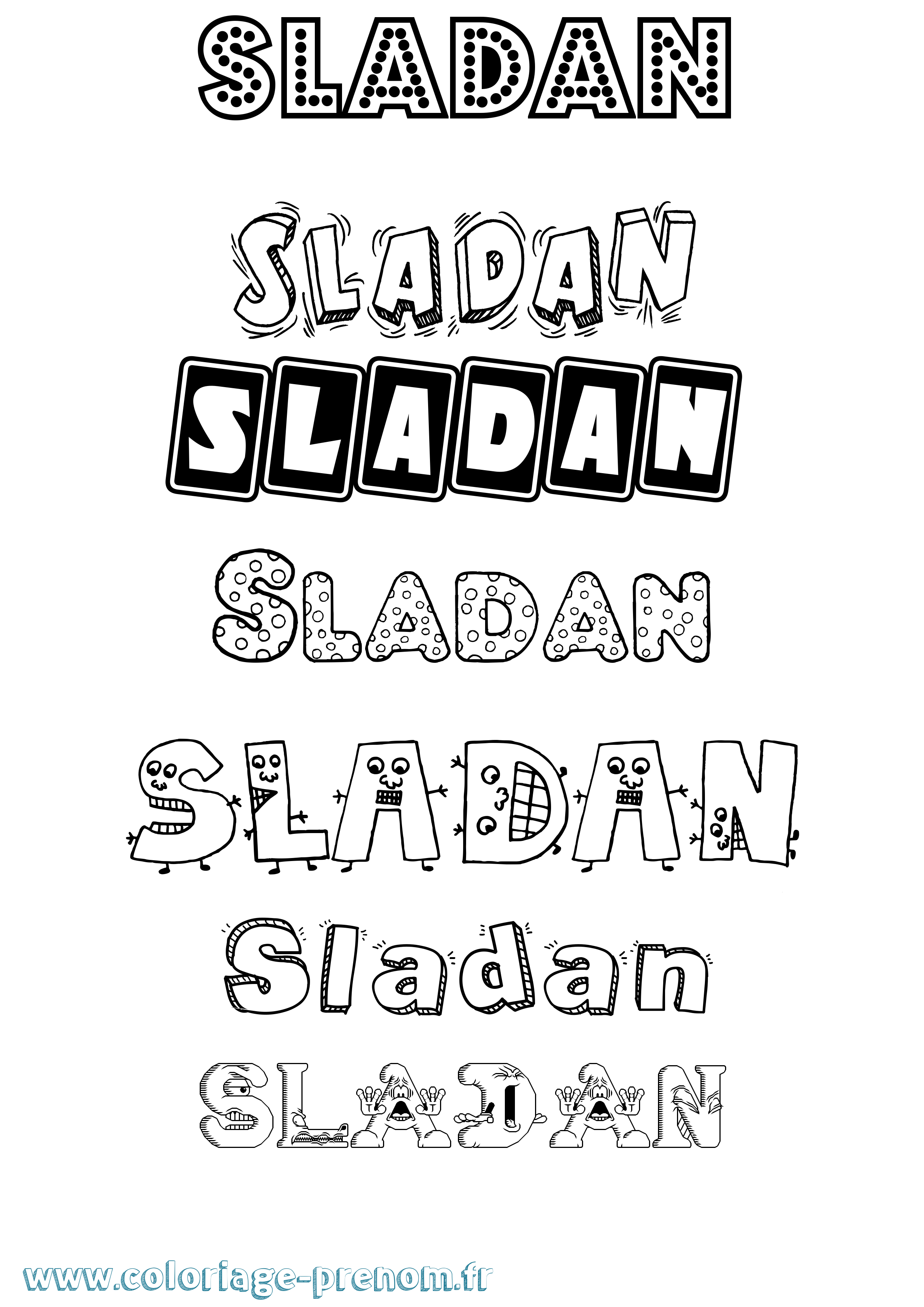 Coloriage Sladan Fun Coloriage prénom Sladan Fun