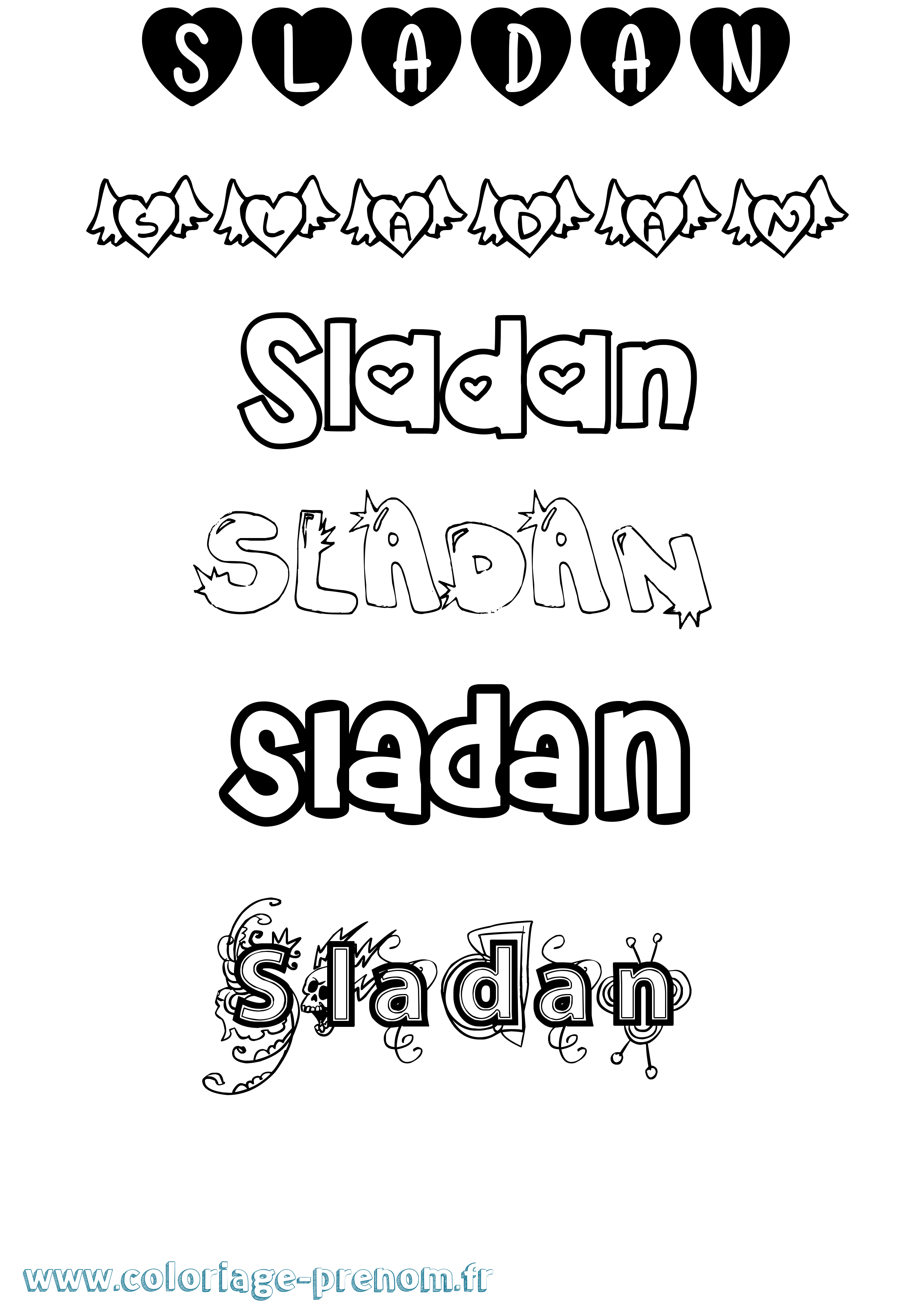 Coloriage Sladan Girly Coloriage prénom Sladan Girly