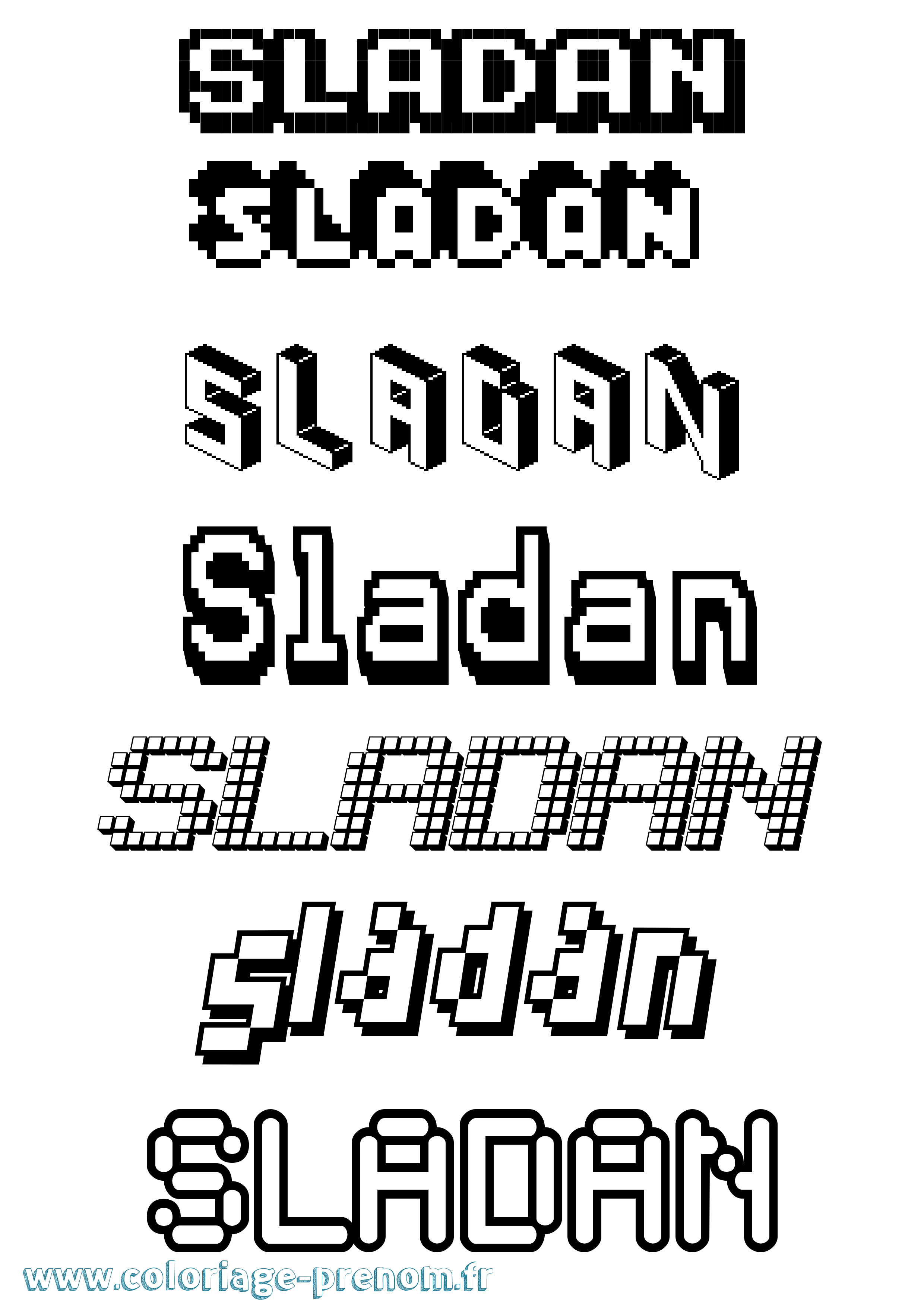 Coloriage Sladan Pixel Coloriage prénom Sladan Pixel