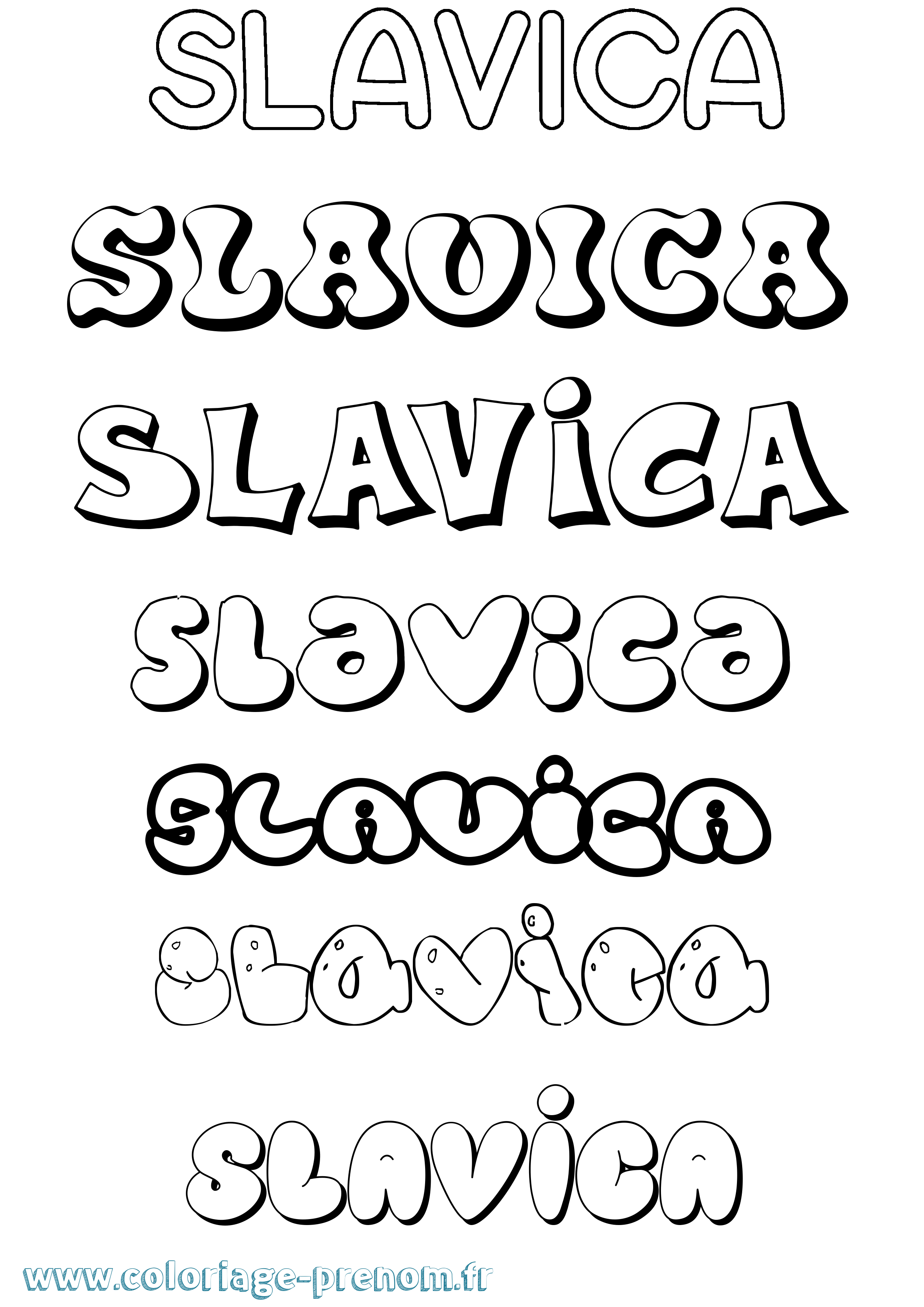 Coloriage Slavica Bubble Coloriage prénom Slavica Bubble