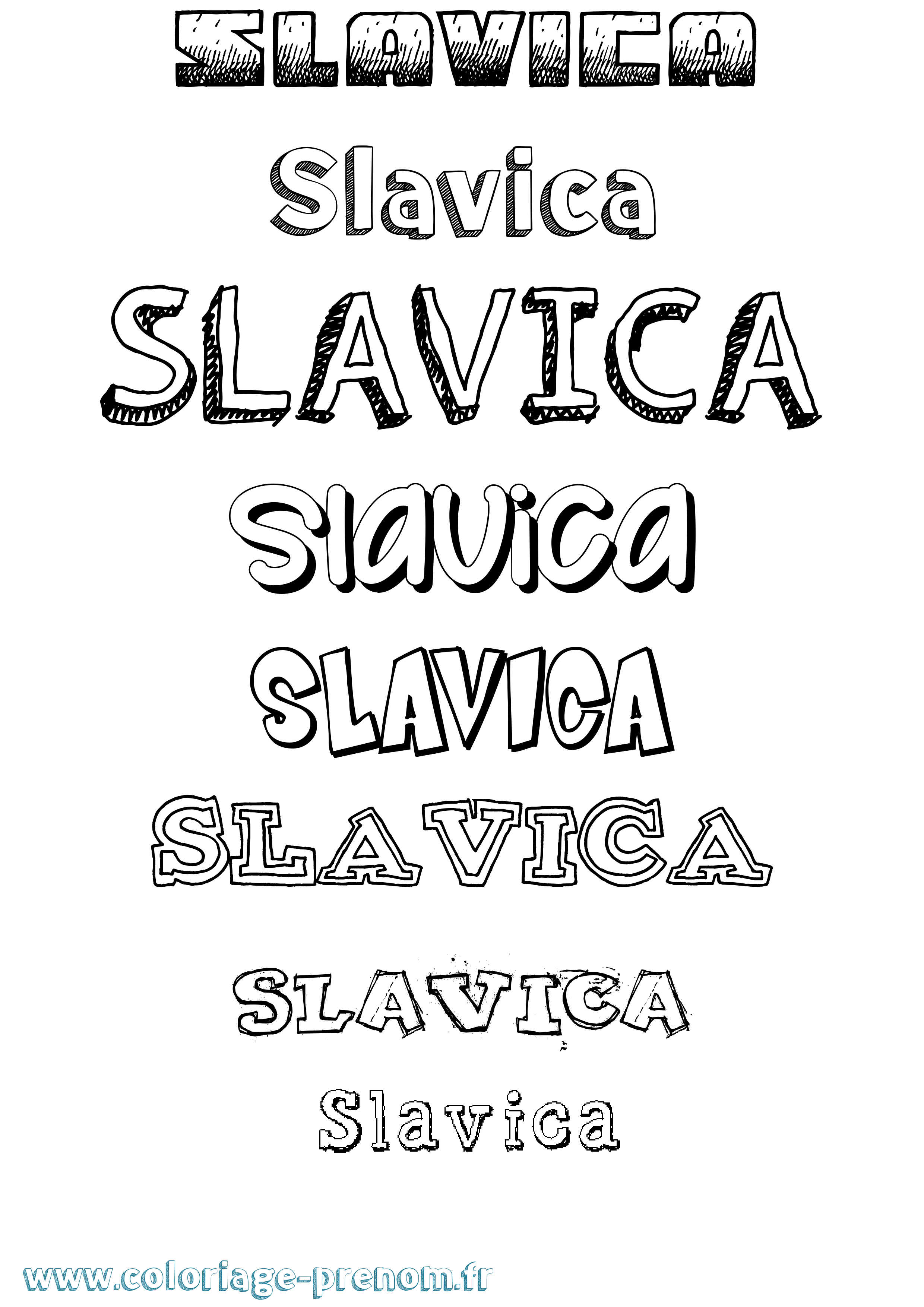 Coloriage Slavica Dessiné Coloriage prénom Slavica Dessiné