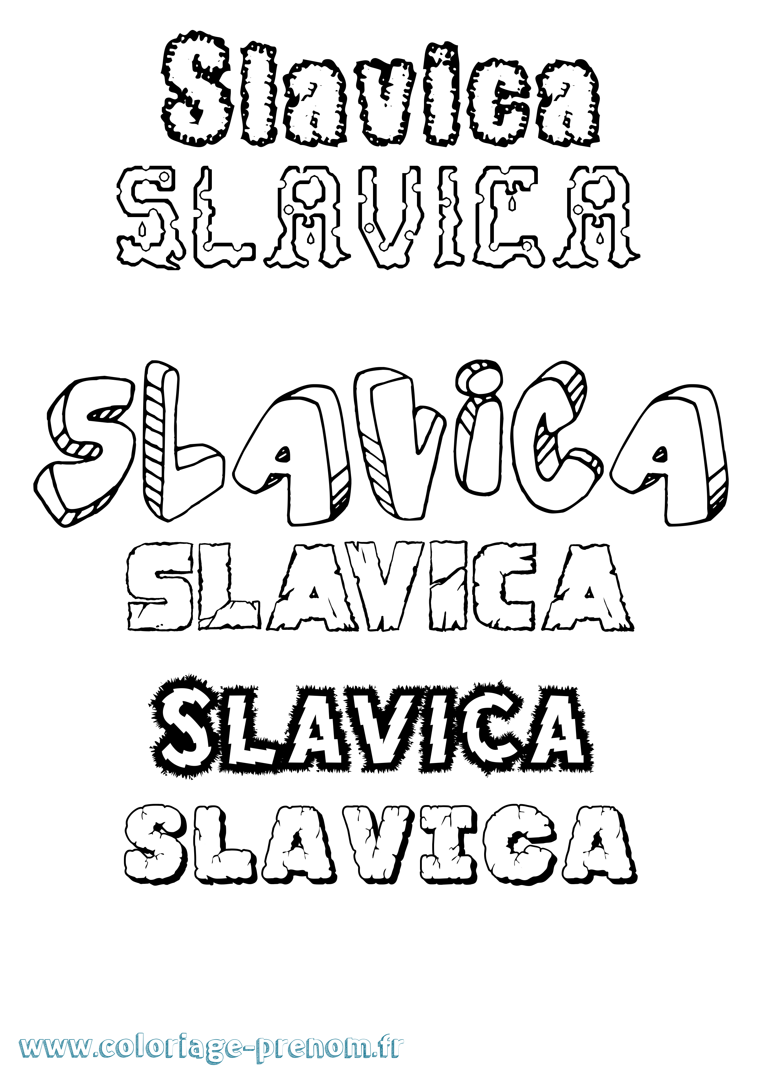Coloriage Slavica Destructuré Coloriage prénom Slavica Destructuré