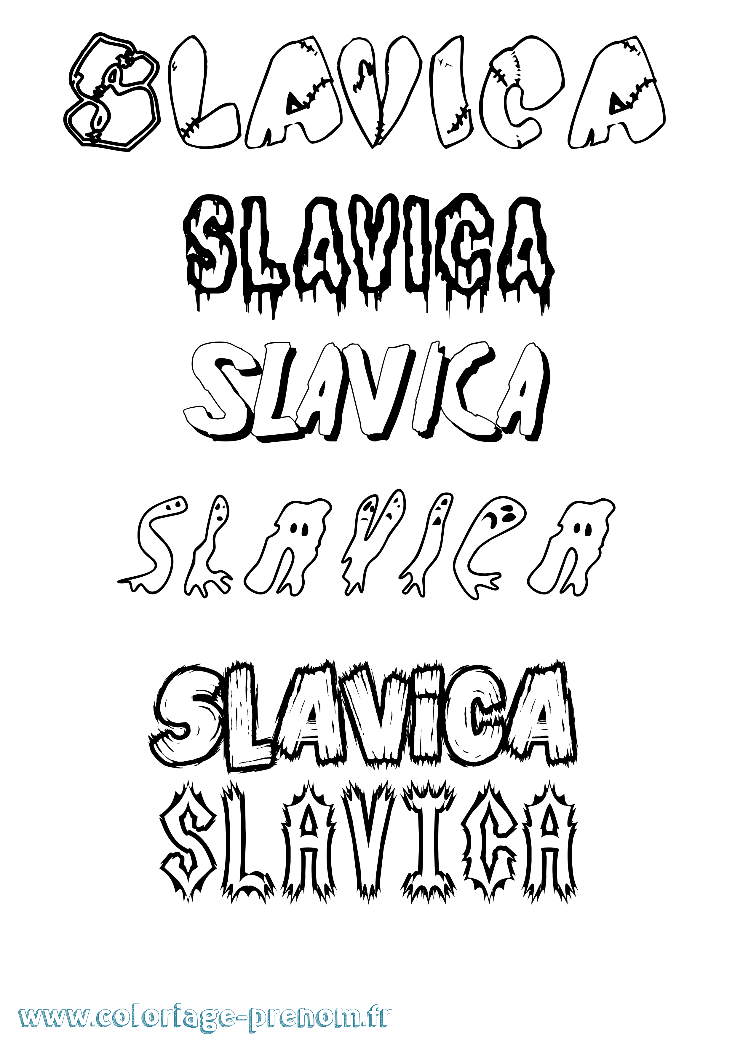 Coloriage Slavica Frisson Coloriage prénom Slavica Frisson
