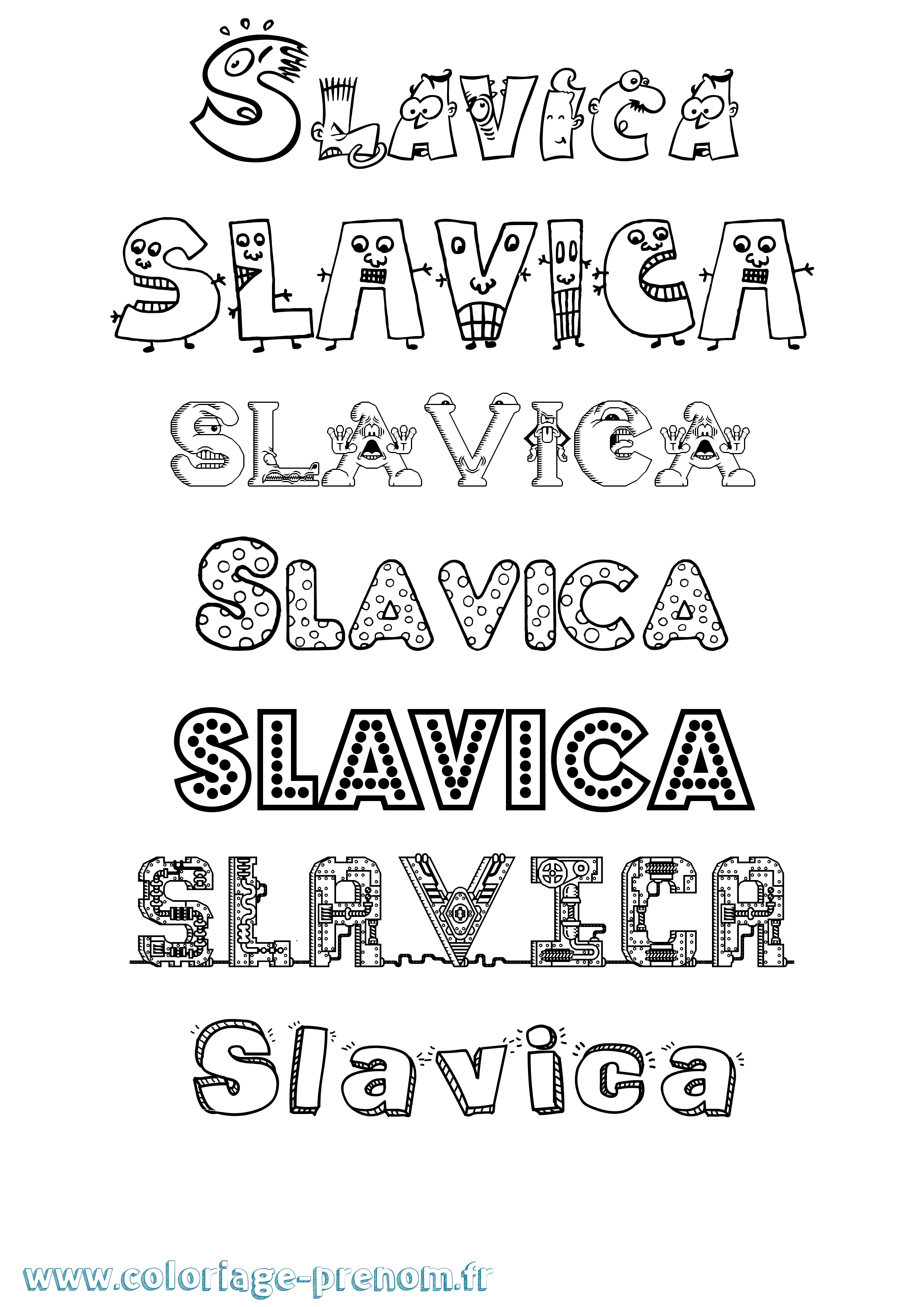 Coloriage Slavica Fun Coloriage prénom Slavica Fun