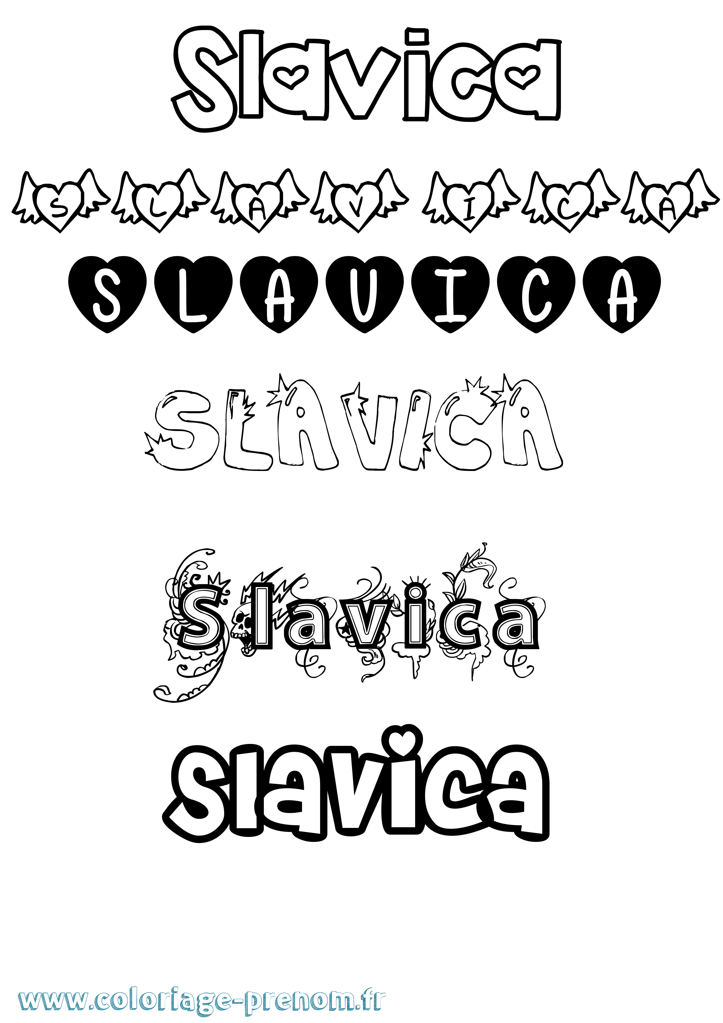Coloriage Slavica Girly Coloriage prénom Slavica Girly