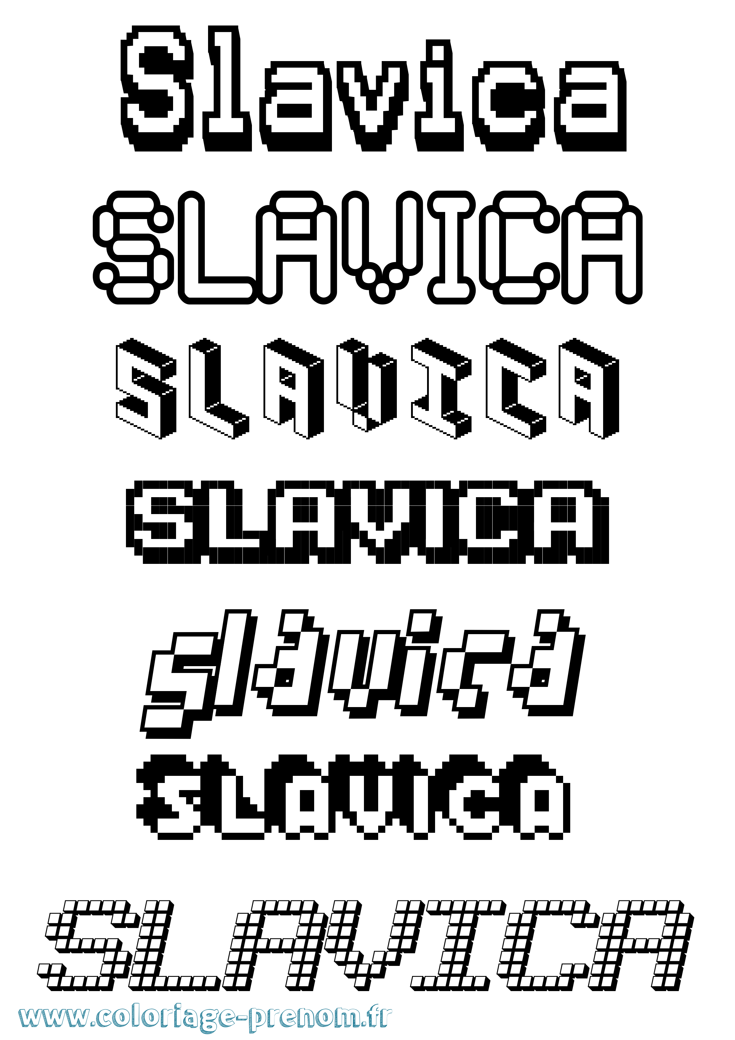 Coloriage Slavica Pixel Coloriage prénom Slavica Pixel