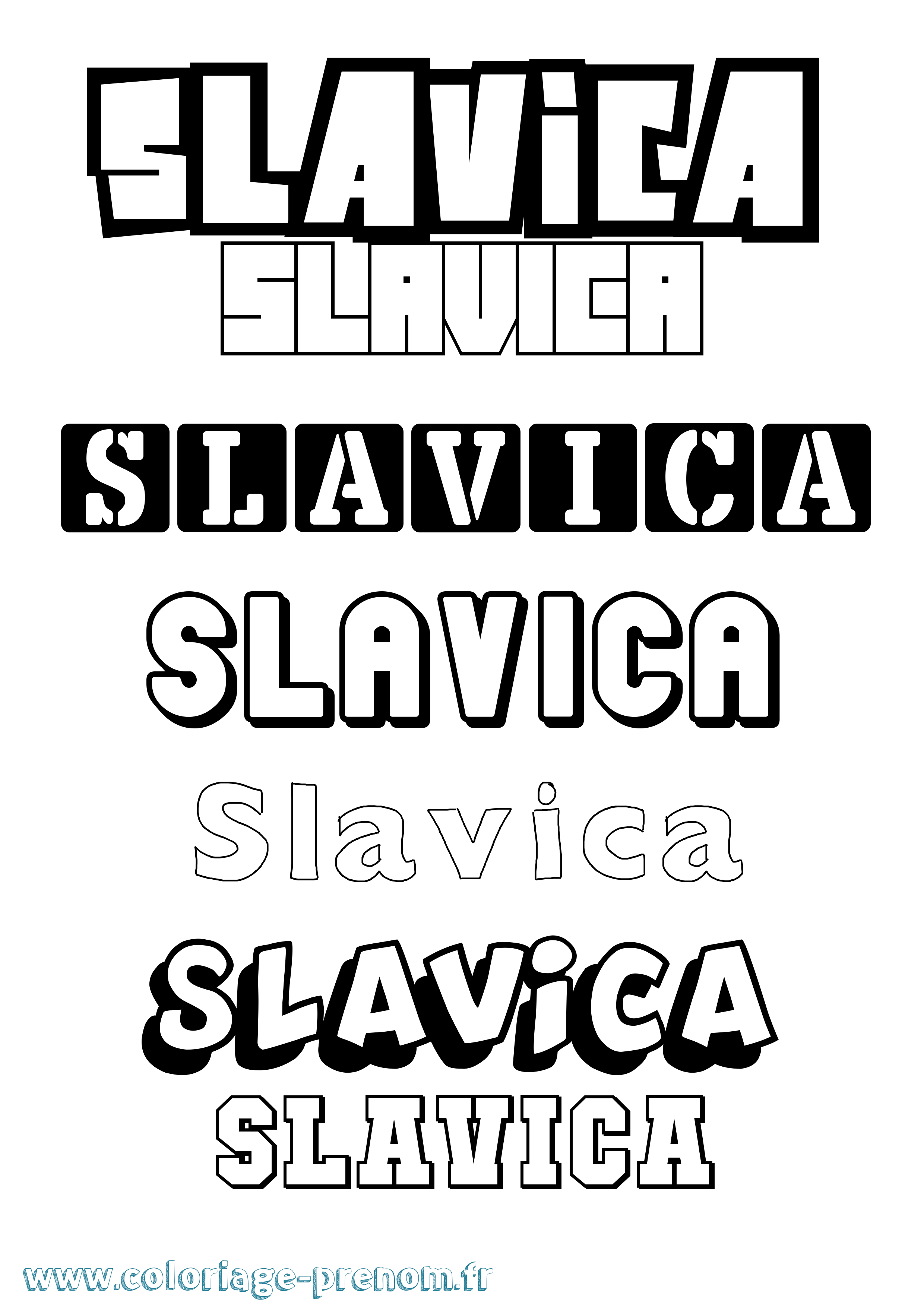 Coloriage Slavica Simple Coloriage prénom Slavica Simple