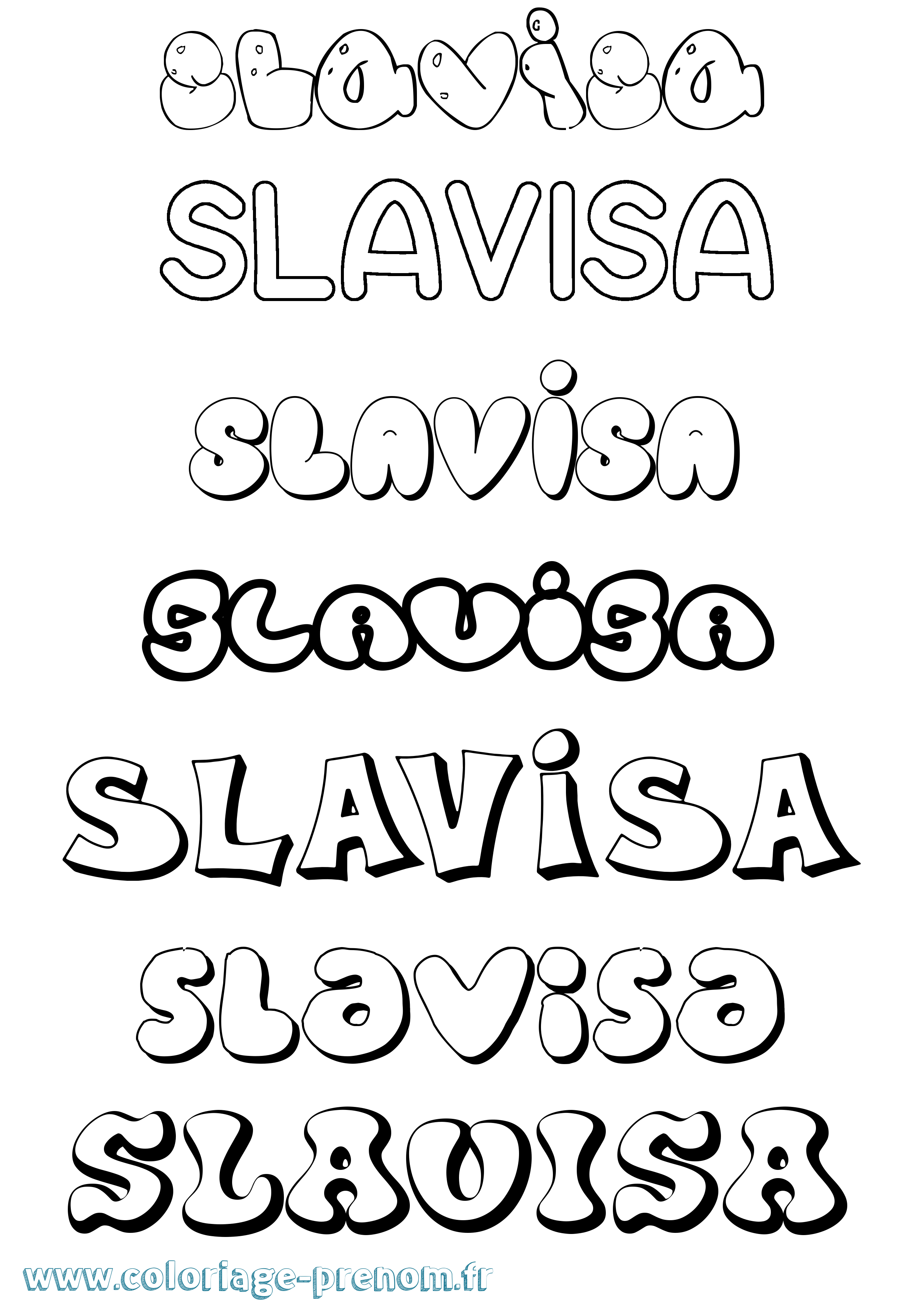 Coloriage Slavisa Bubble Coloriage prénom Slavisa Bubble