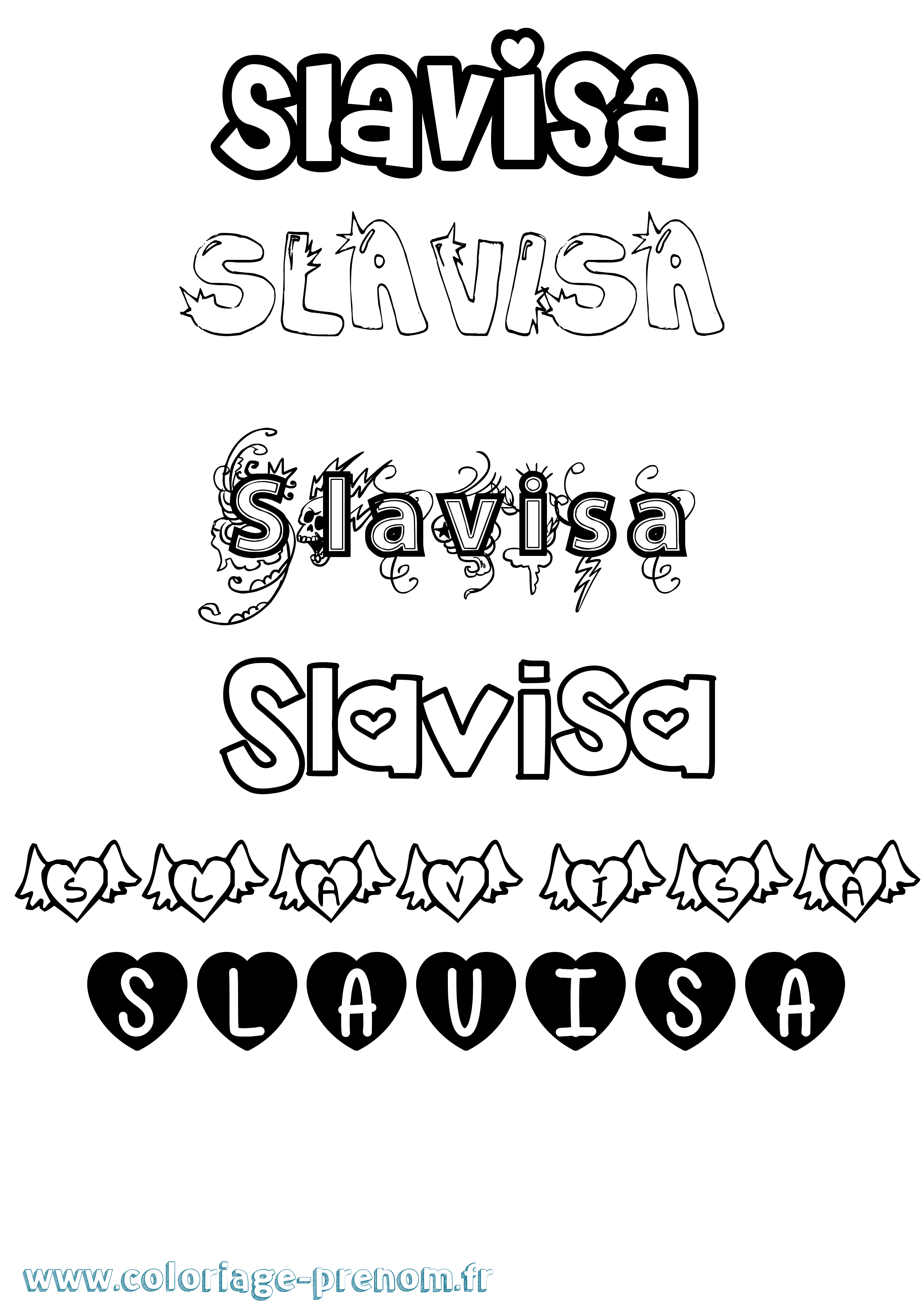 Coloriage Slavisa Girly Coloriage prénom Slavisa Girly