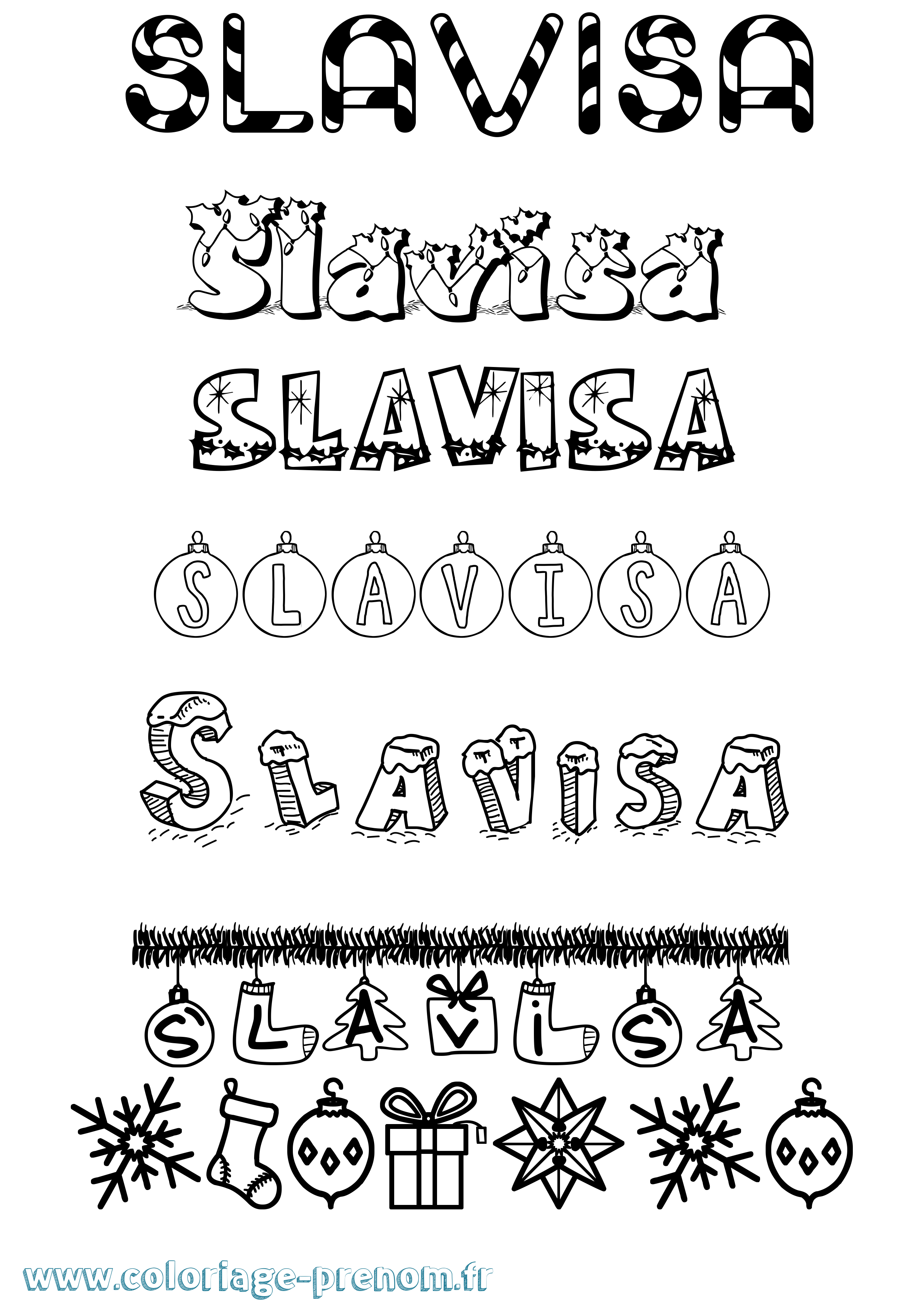 Coloriage Slavisa Noël Coloriage prénom Slavisa Noël