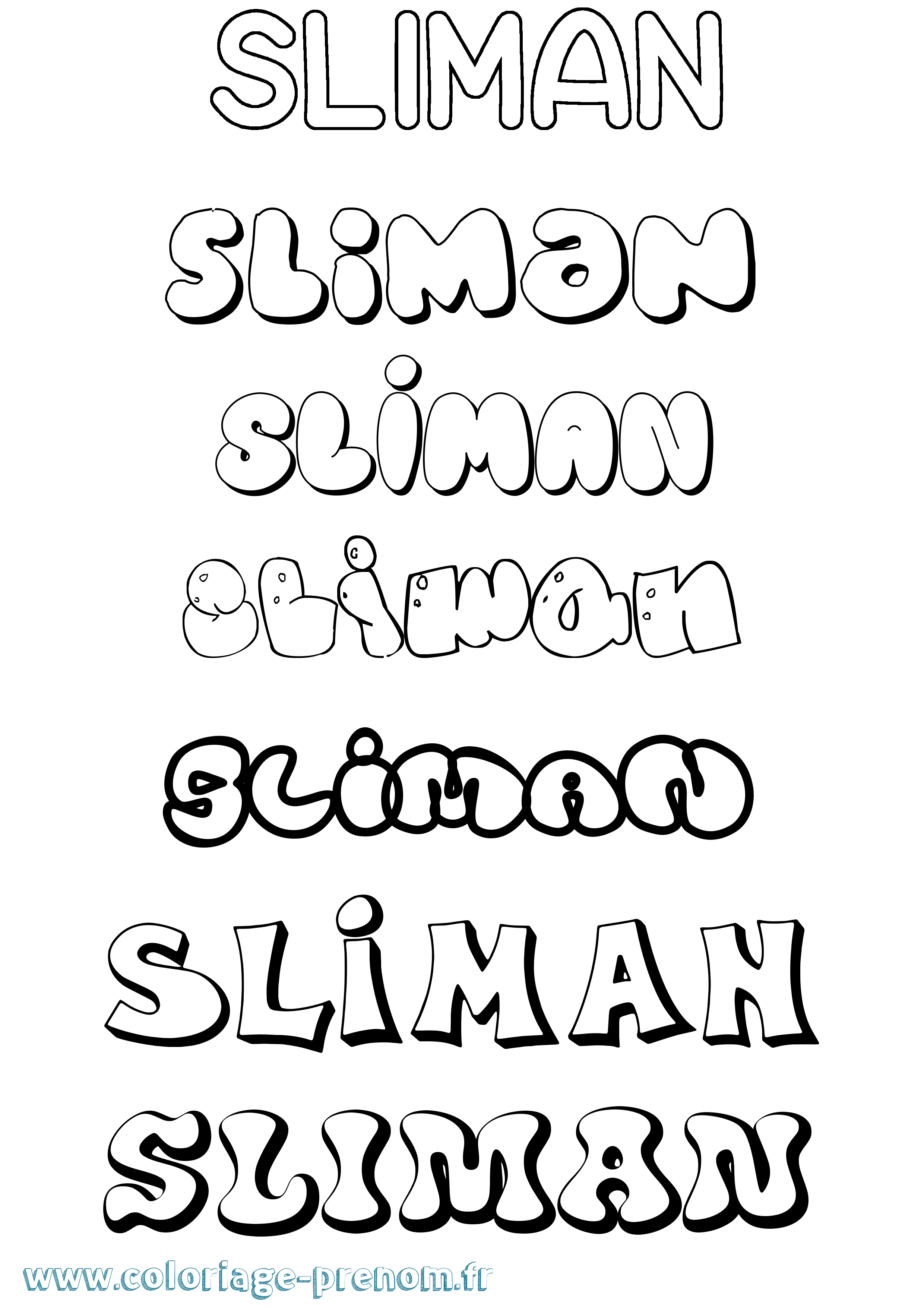Coloriage Sliman Bubble Coloriage prénom Sliman Bubble
