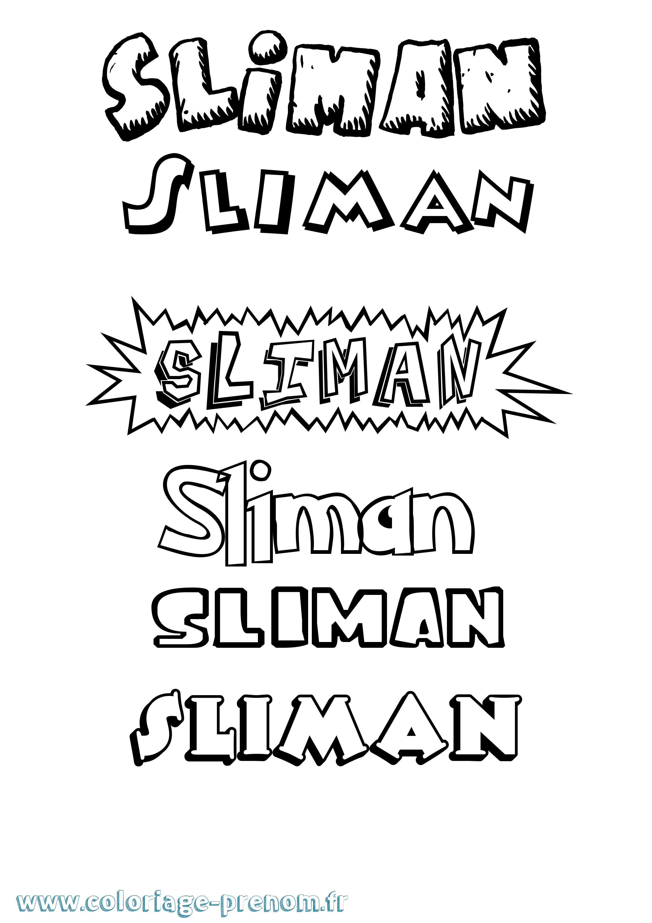Coloriage Sliman Dessin Animé Coloriage prénom Sliman Dessin Animé