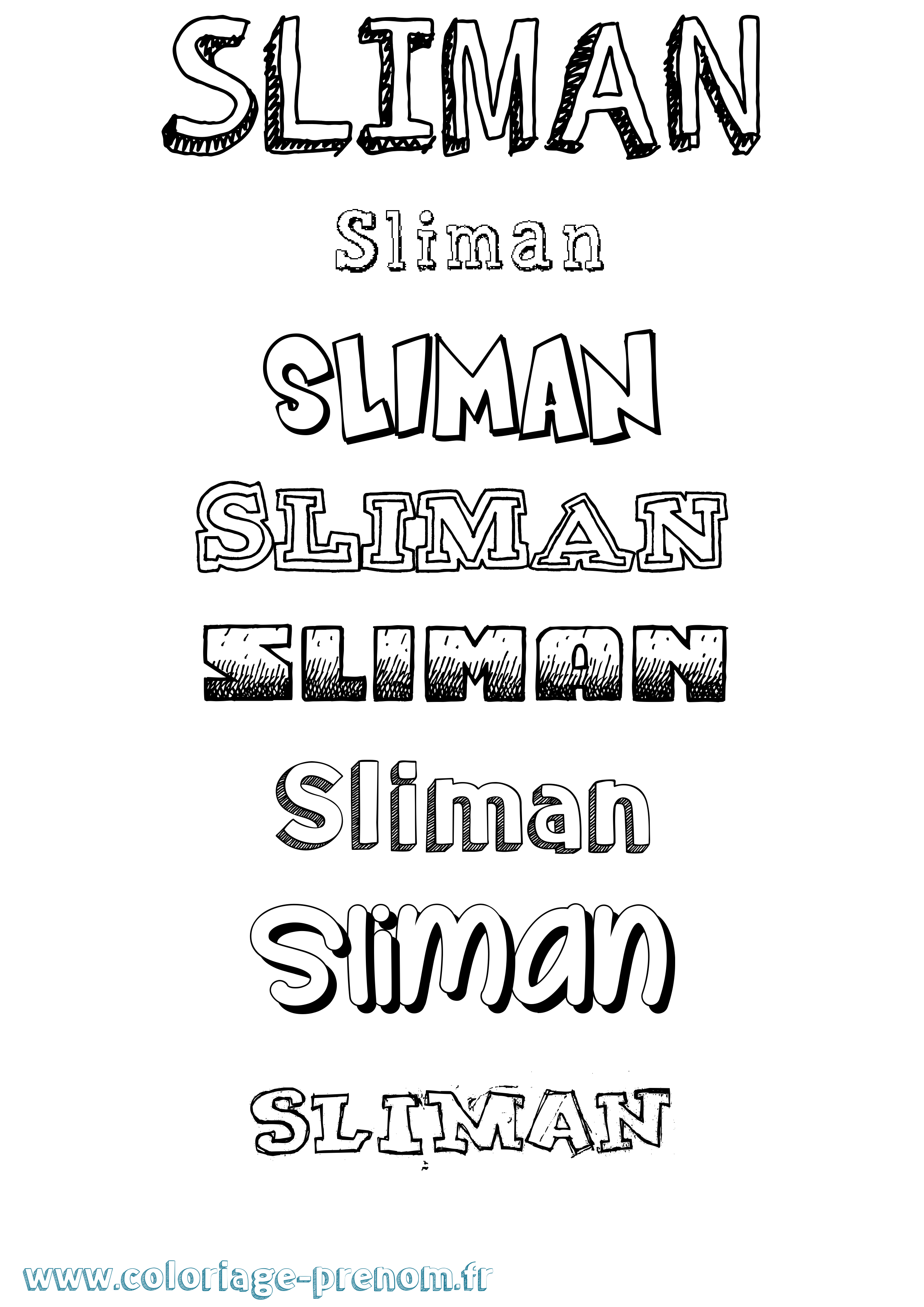 Coloriage Sliman Dessiné Coloriage prénom Sliman Dessiné