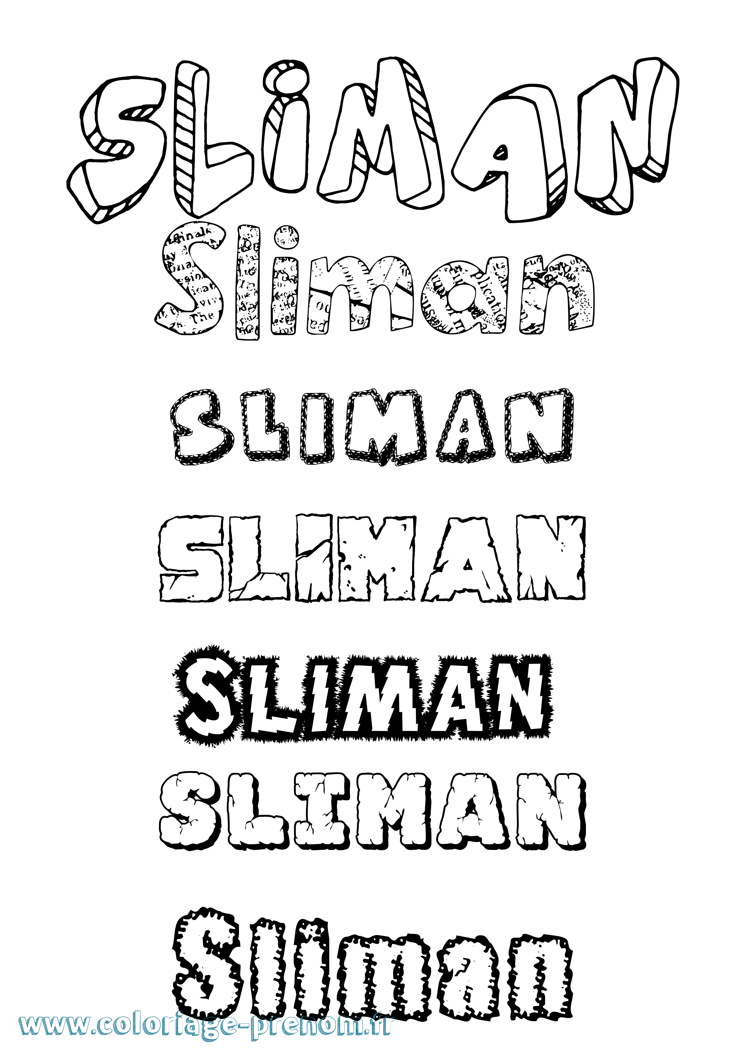 Coloriage Sliman Destructuré Coloriage prénom Sliman Destructuré