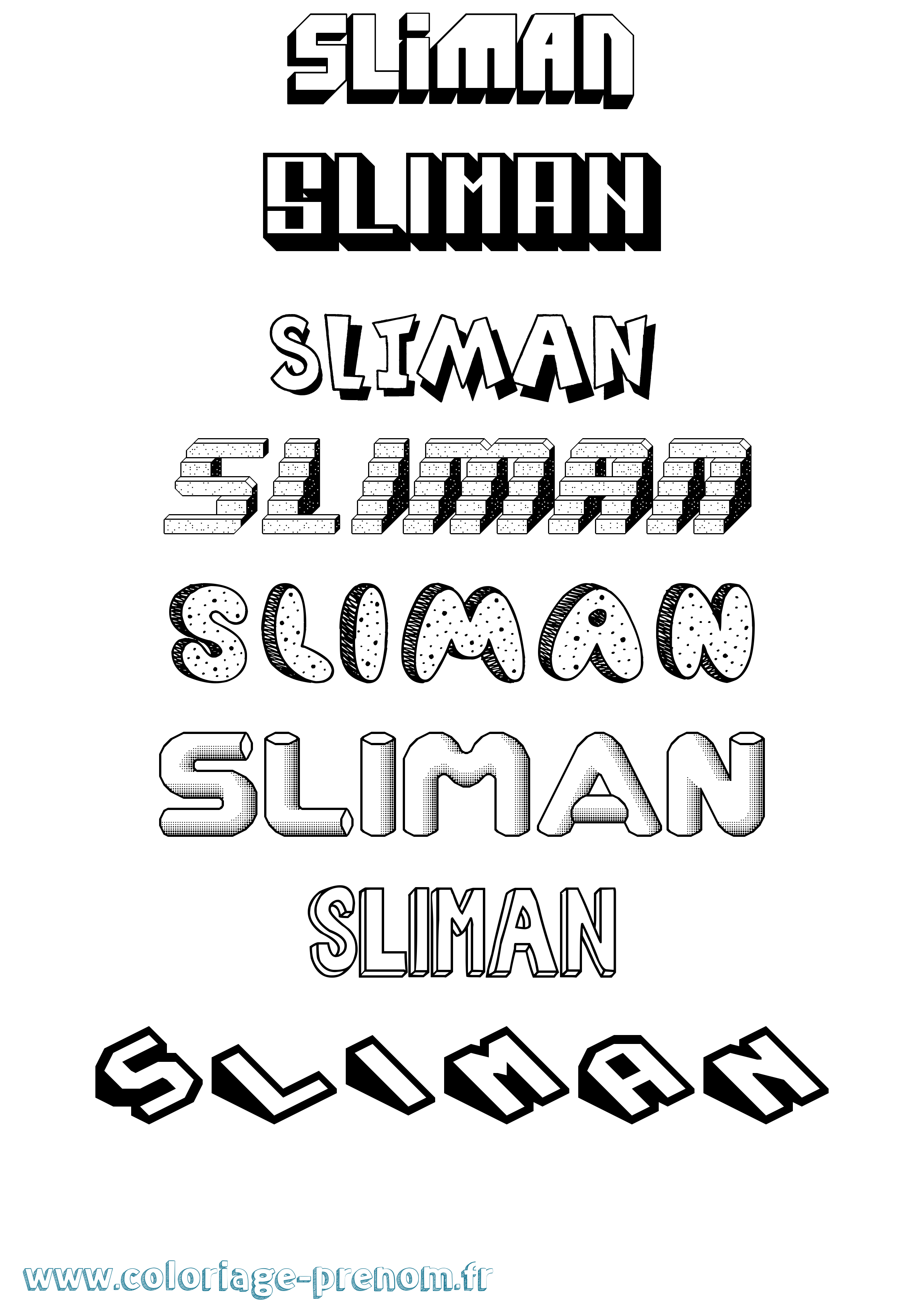 Coloriage Sliman Effet 3D Coloriage prénom Sliman Effet 3D