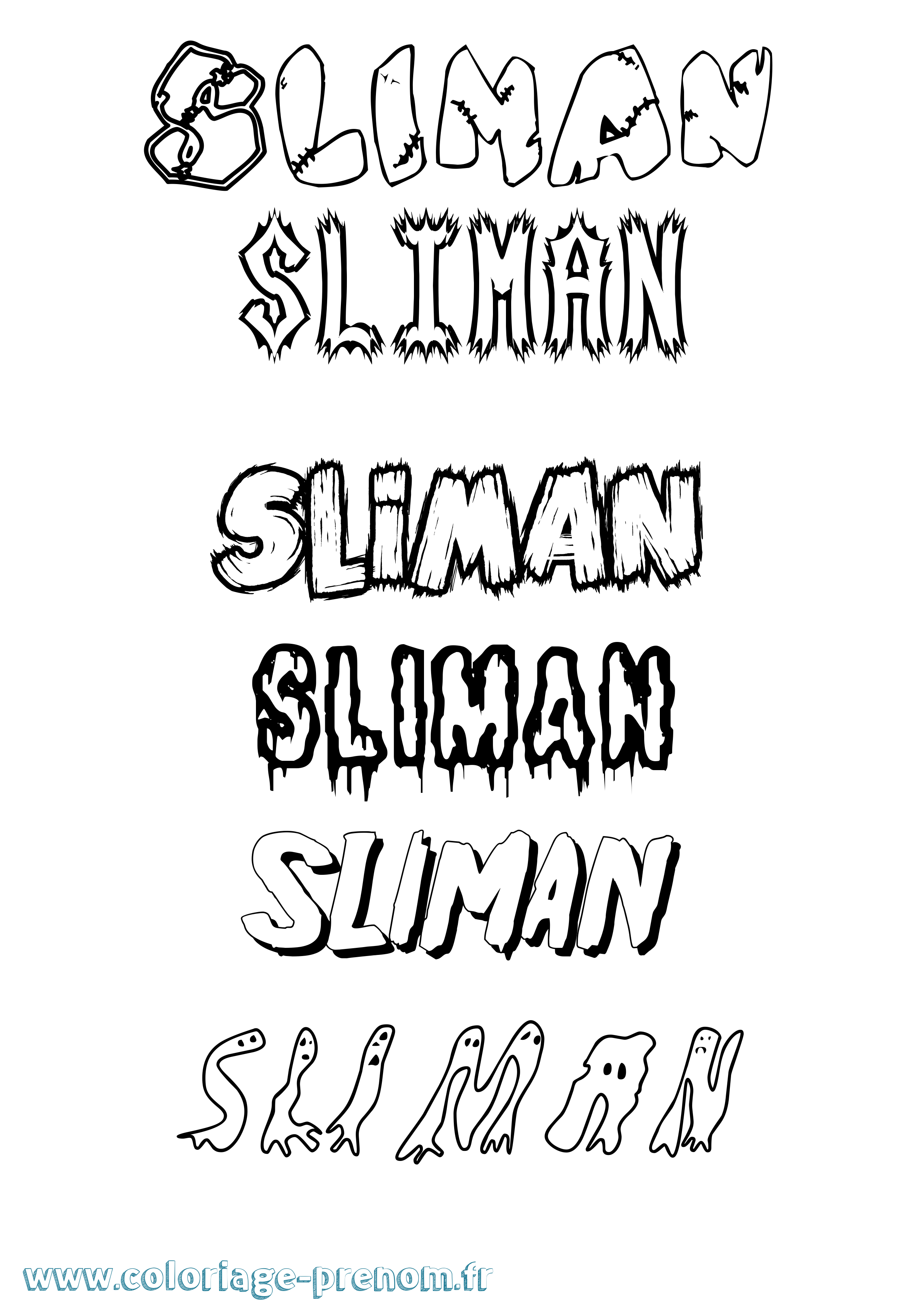 Coloriage Sliman Frisson Coloriage prénom Sliman Frisson