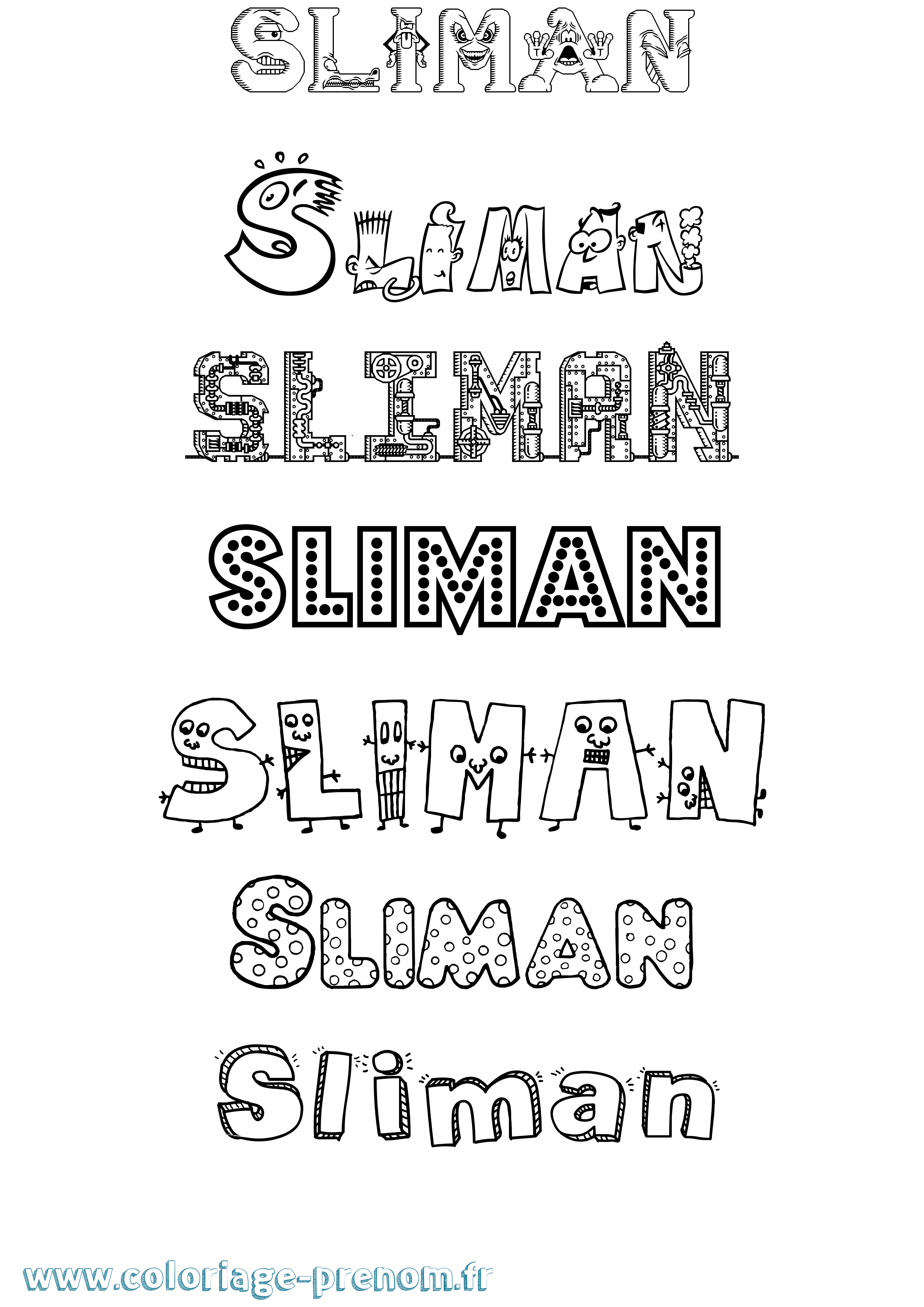 Coloriage Sliman Fun Coloriage prénom Sliman Fun