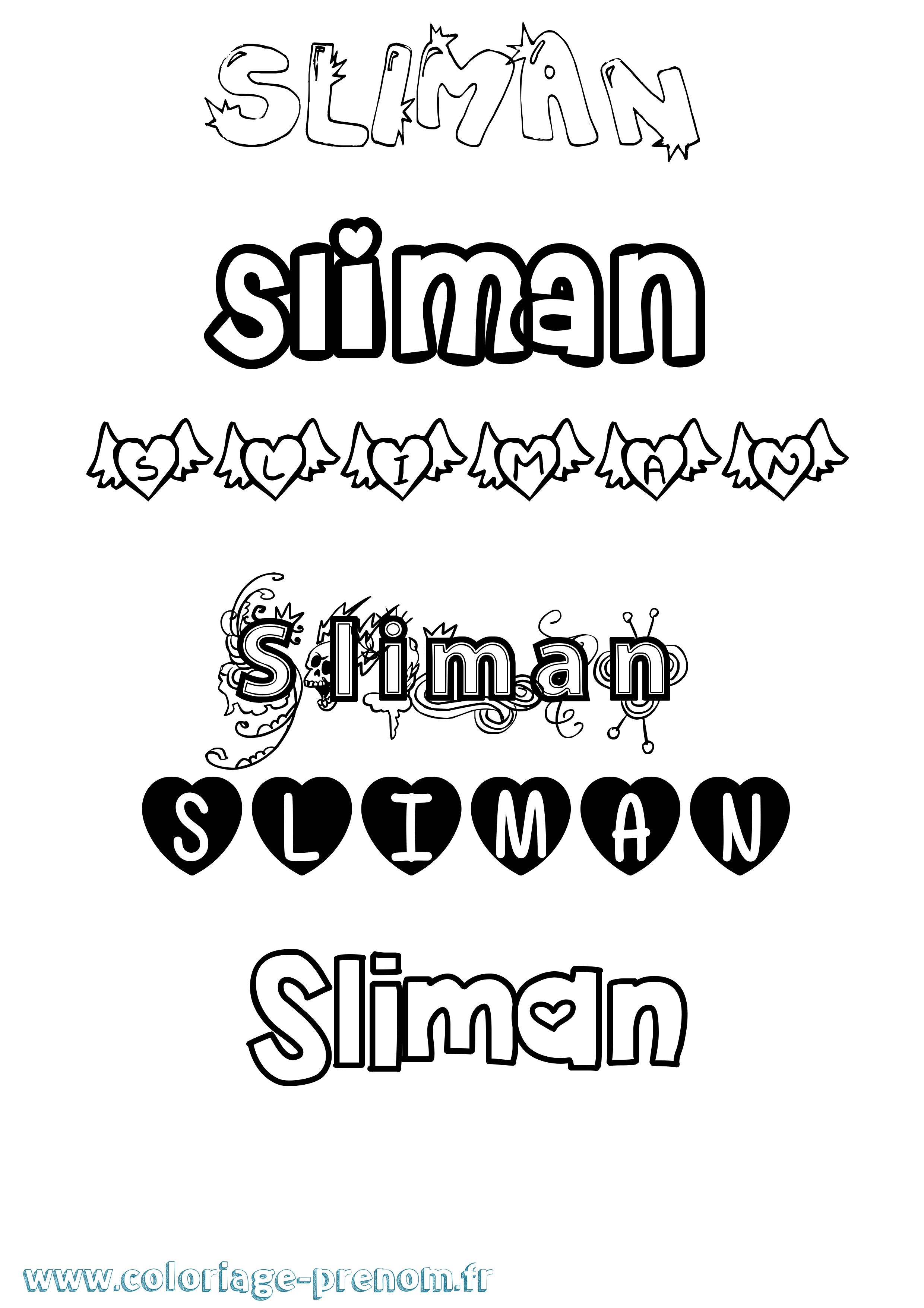 Coloriage Sliman Girly Coloriage prénom Sliman Girly