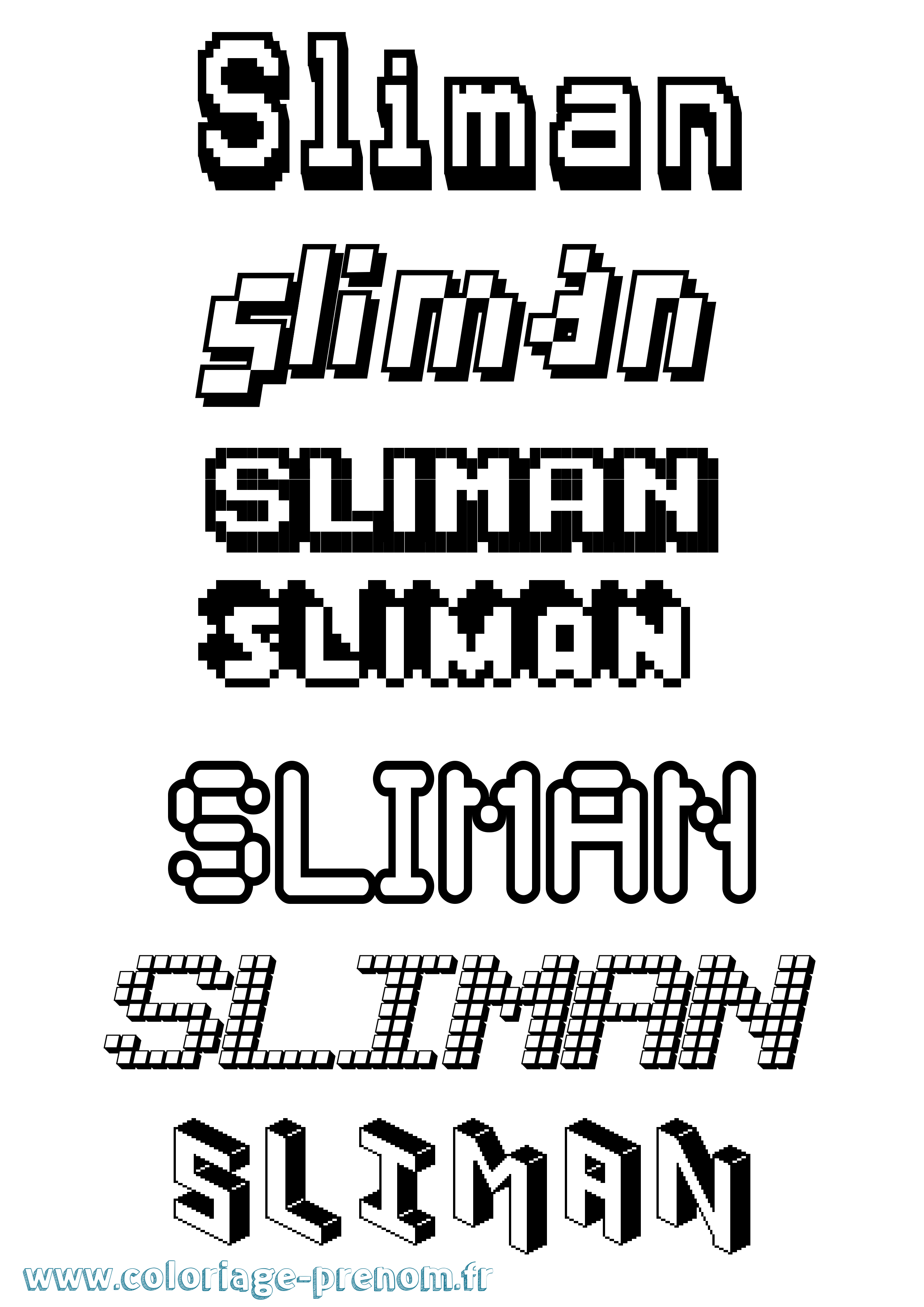 Coloriage Sliman Pixel Coloriage prénom Sliman Pixel