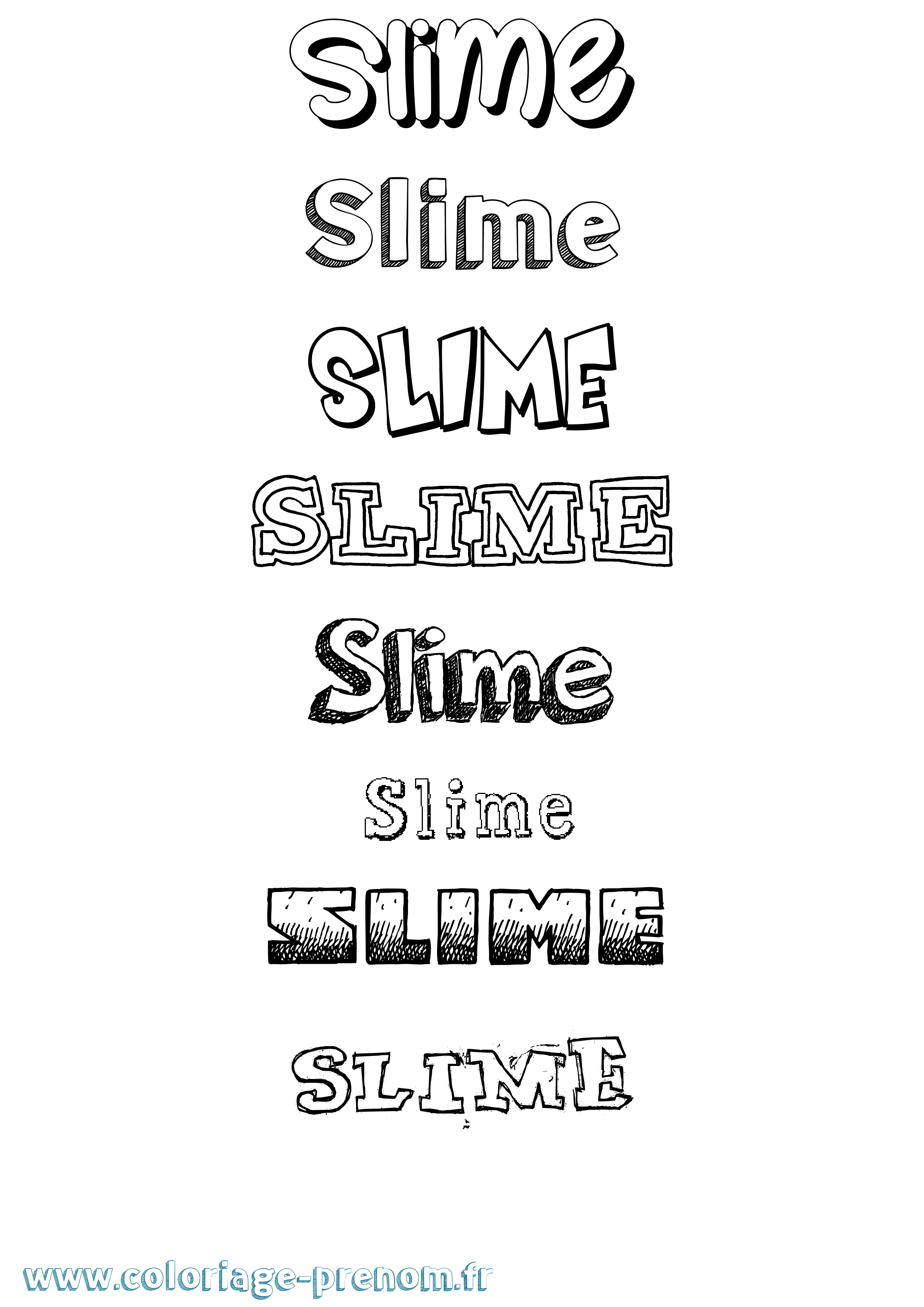 Coloriage Slime Dessiné Coloriage prénom Slime Dessiné
