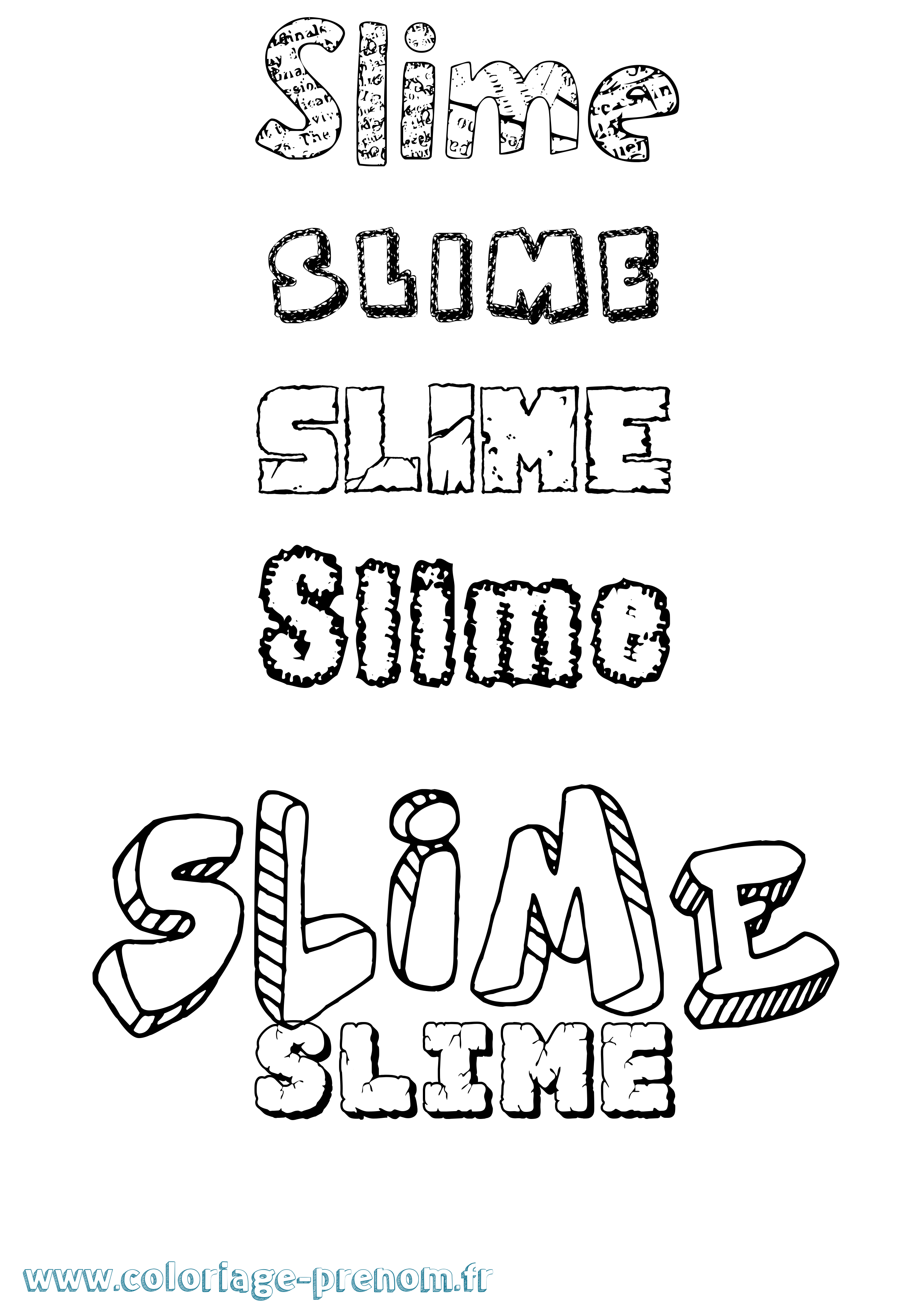 Coloriage Slime Destructuré Coloriage prénom Slime Destructuré