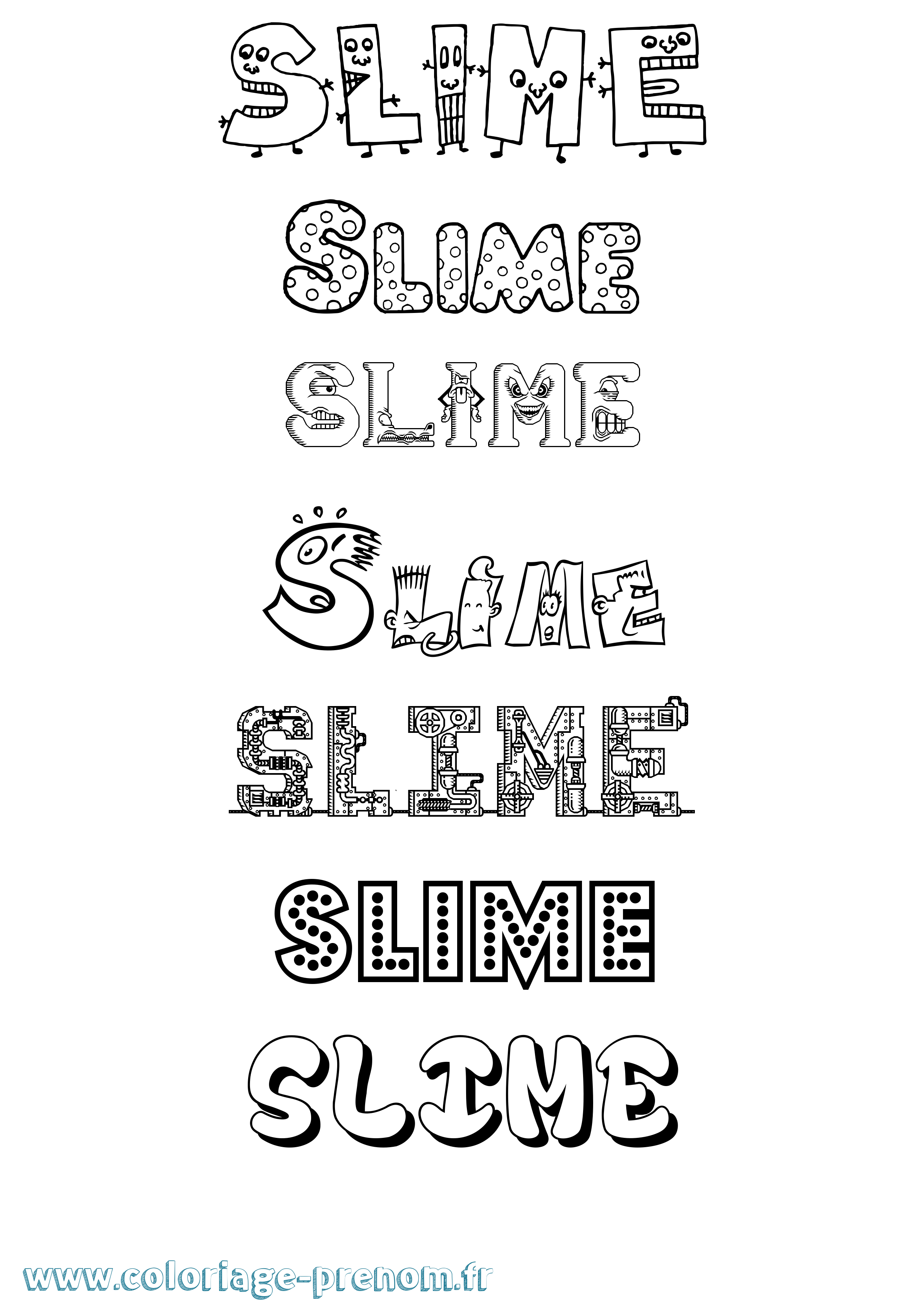 Coloriage Slime Fun Coloriage prénom Slime Fun