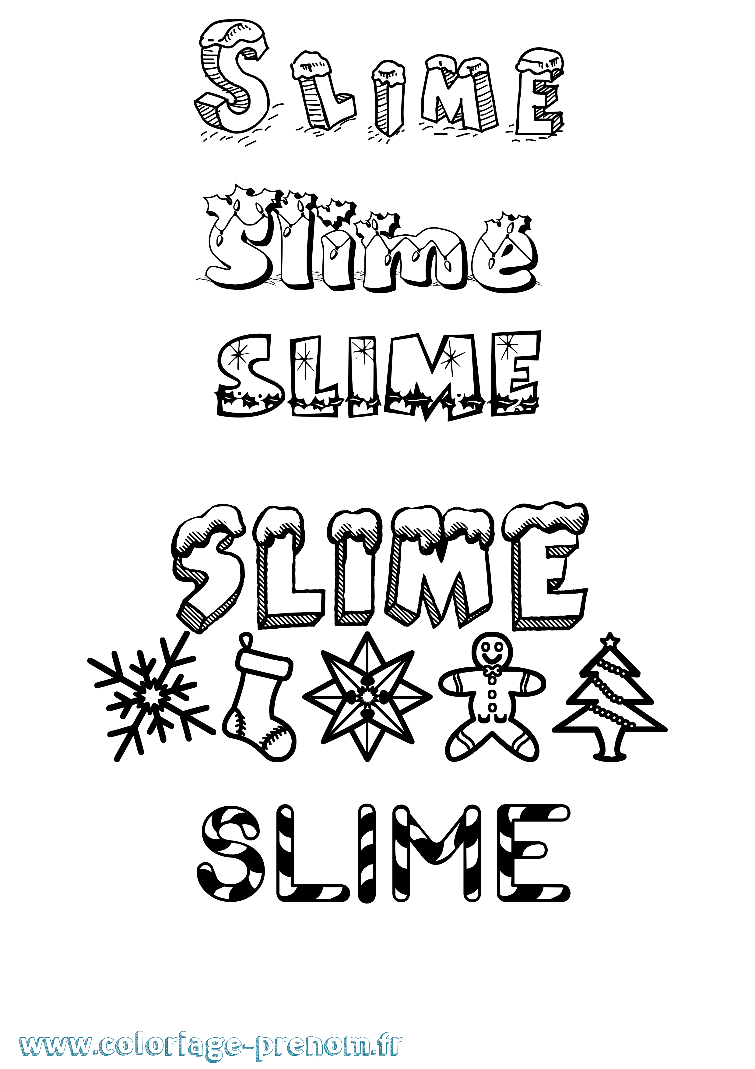 Coloriage Slime Noël Coloriage prénom Slime Noël