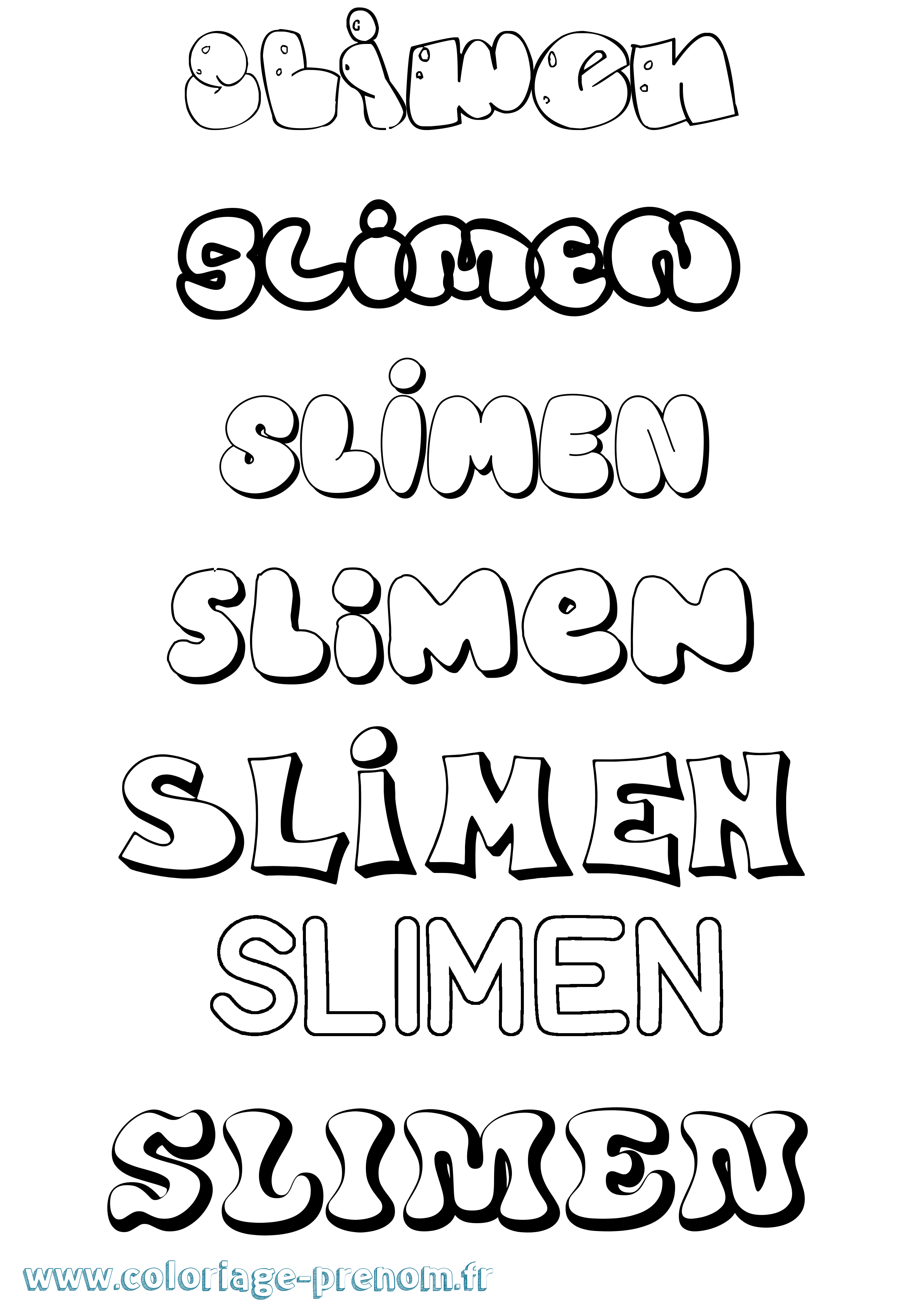 Coloriage Slimen Bubble Coloriage prénom Slimen Bubble