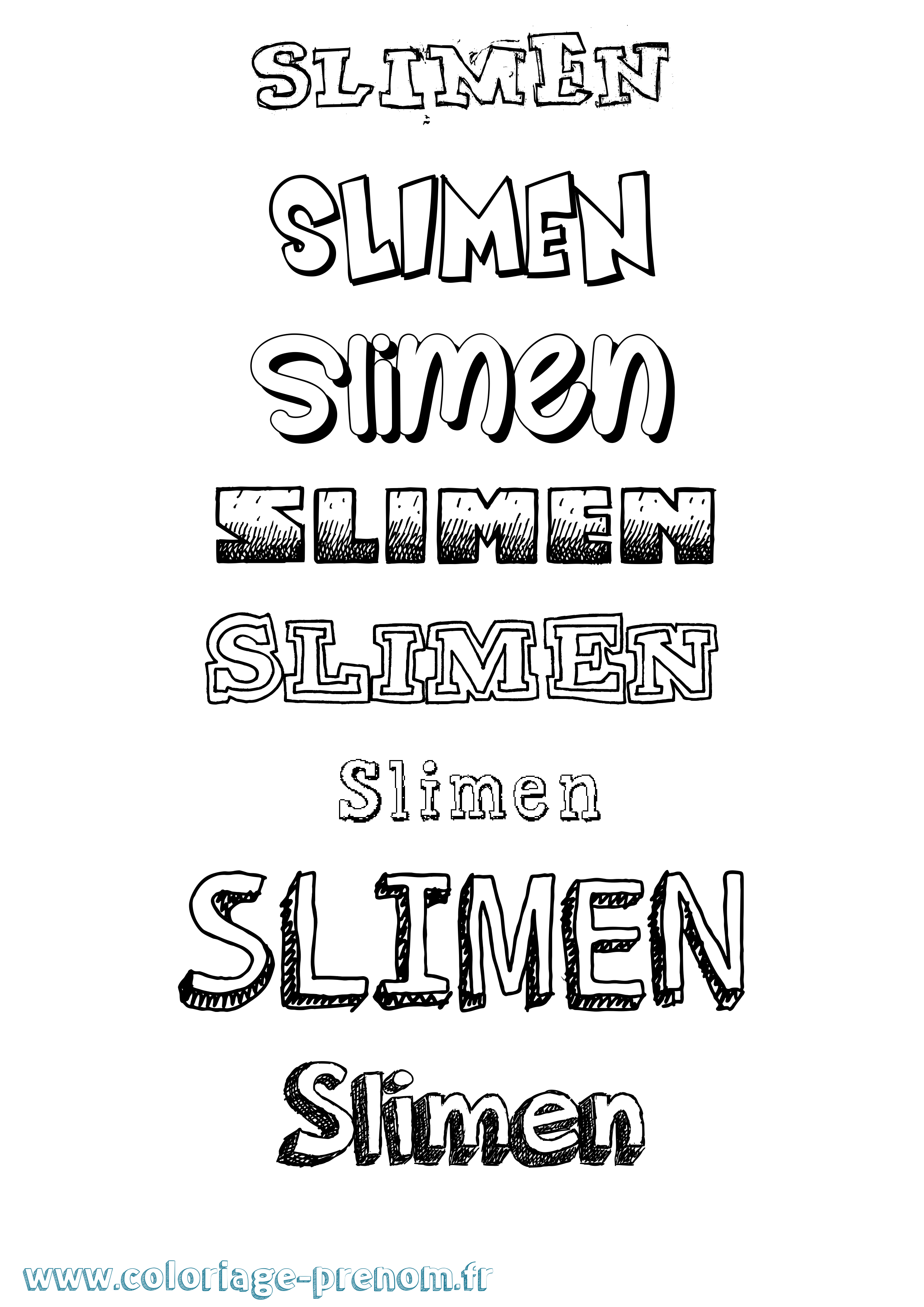 Coloriage Slimen Dessiné Coloriage prénom Slimen Dessiné