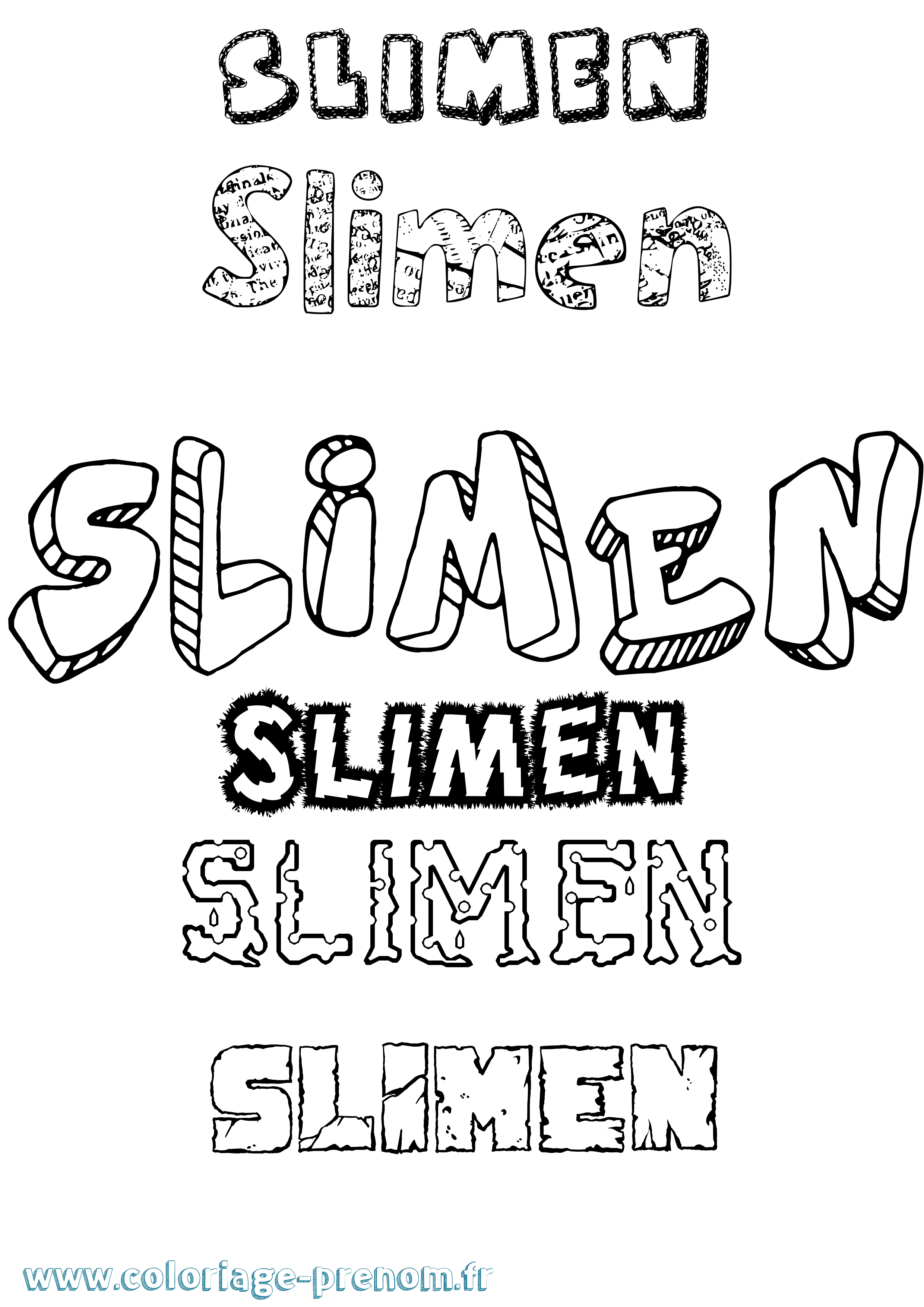Coloriage Slimen Destructuré Coloriage prénom Slimen Destructuré