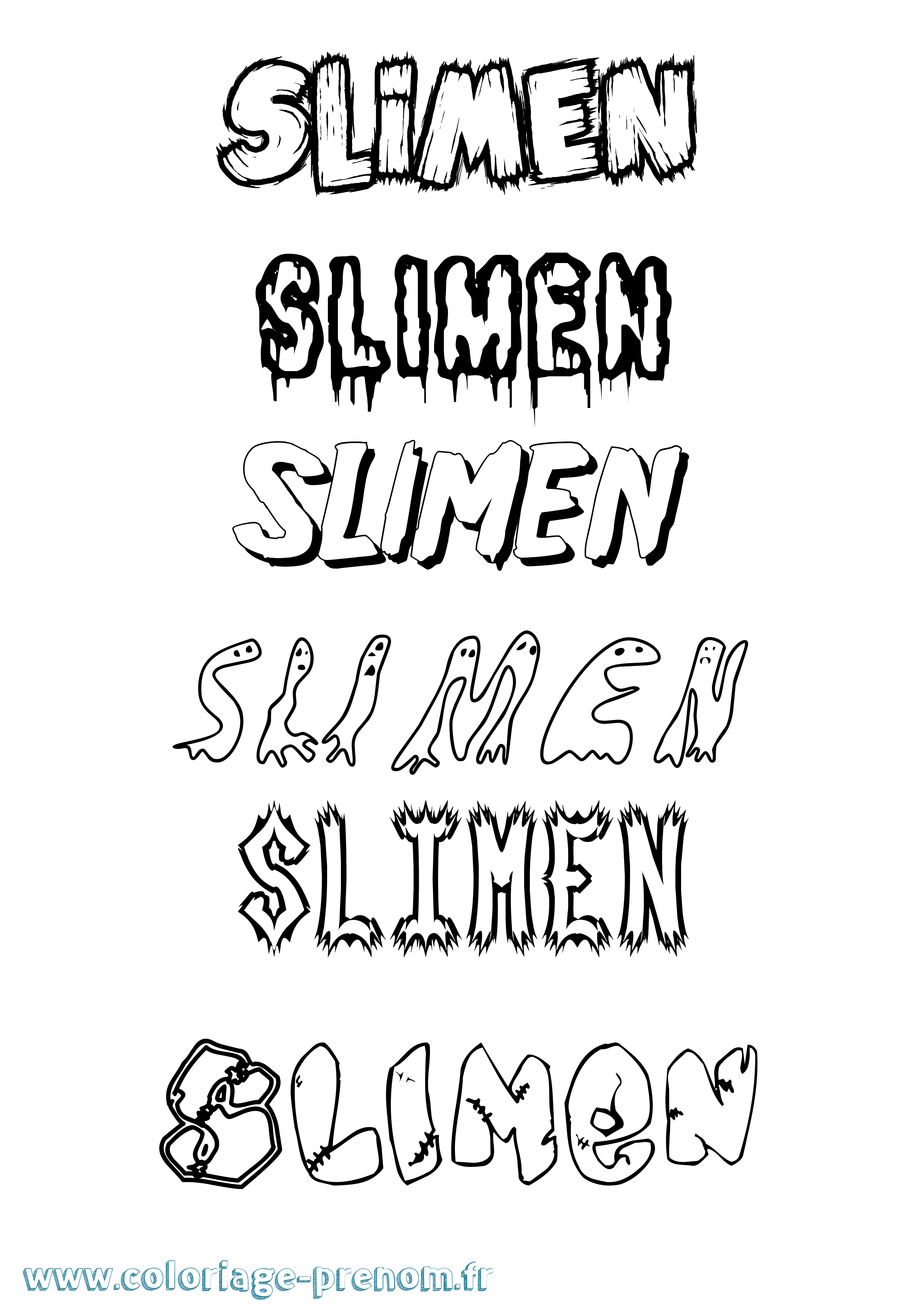 Coloriage Slimen Frisson Coloriage prénom Slimen Frisson