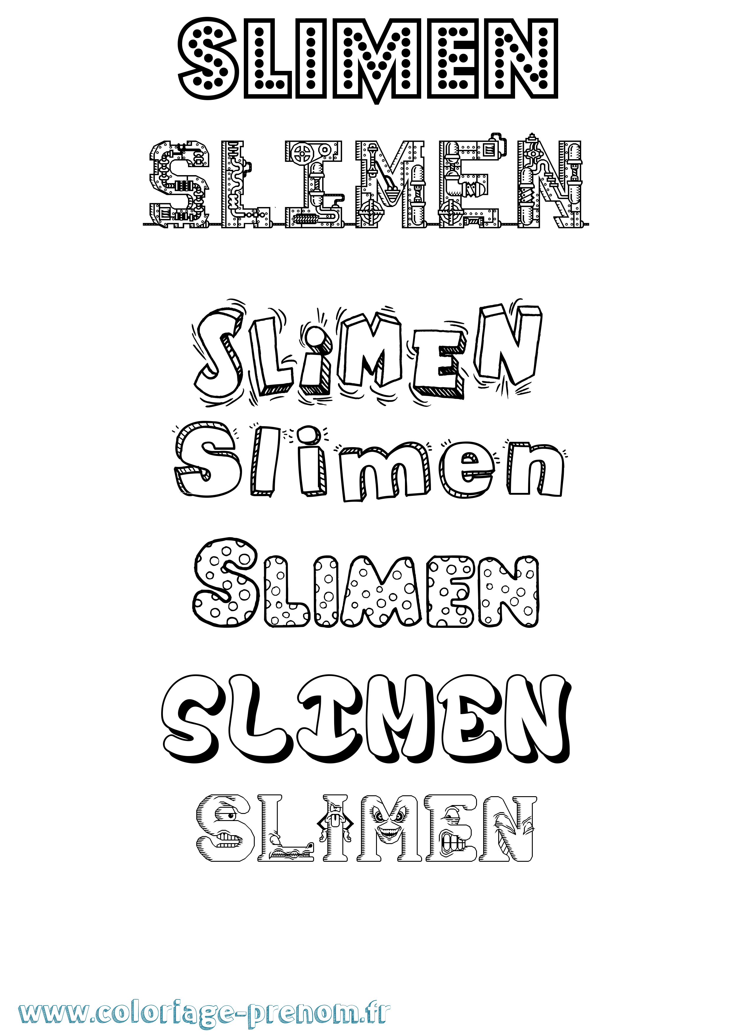 Coloriage Slimen Fun Coloriage prénom Slimen Fun
