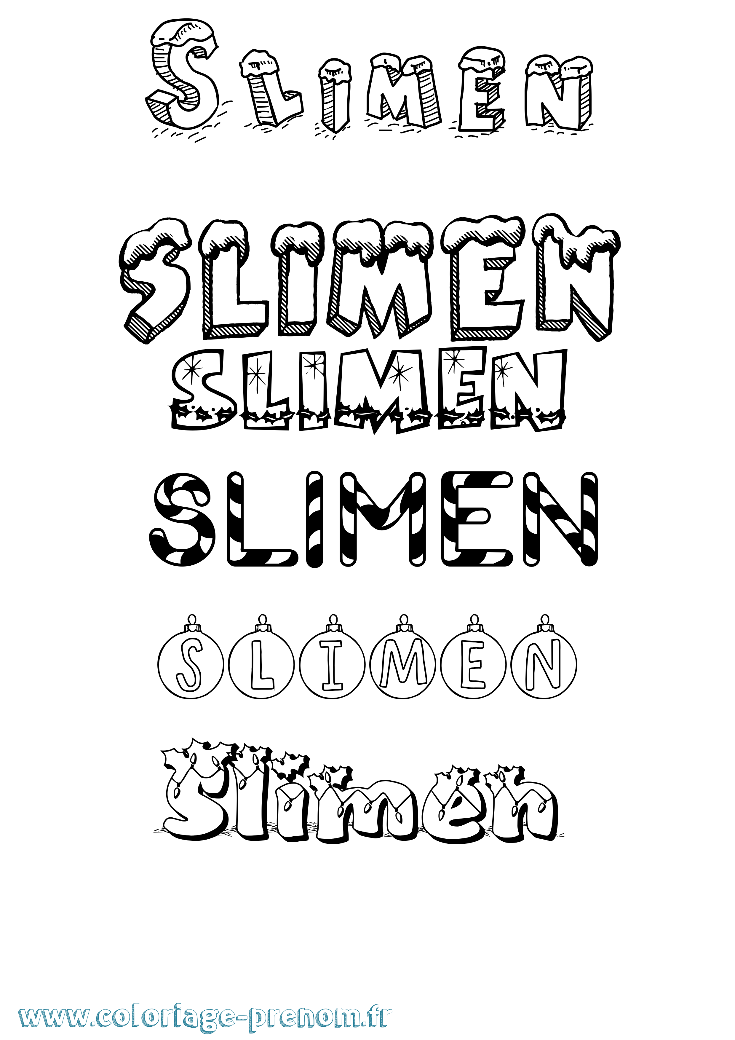 Coloriage Slimen Noël Coloriage prénom Slimen Noël