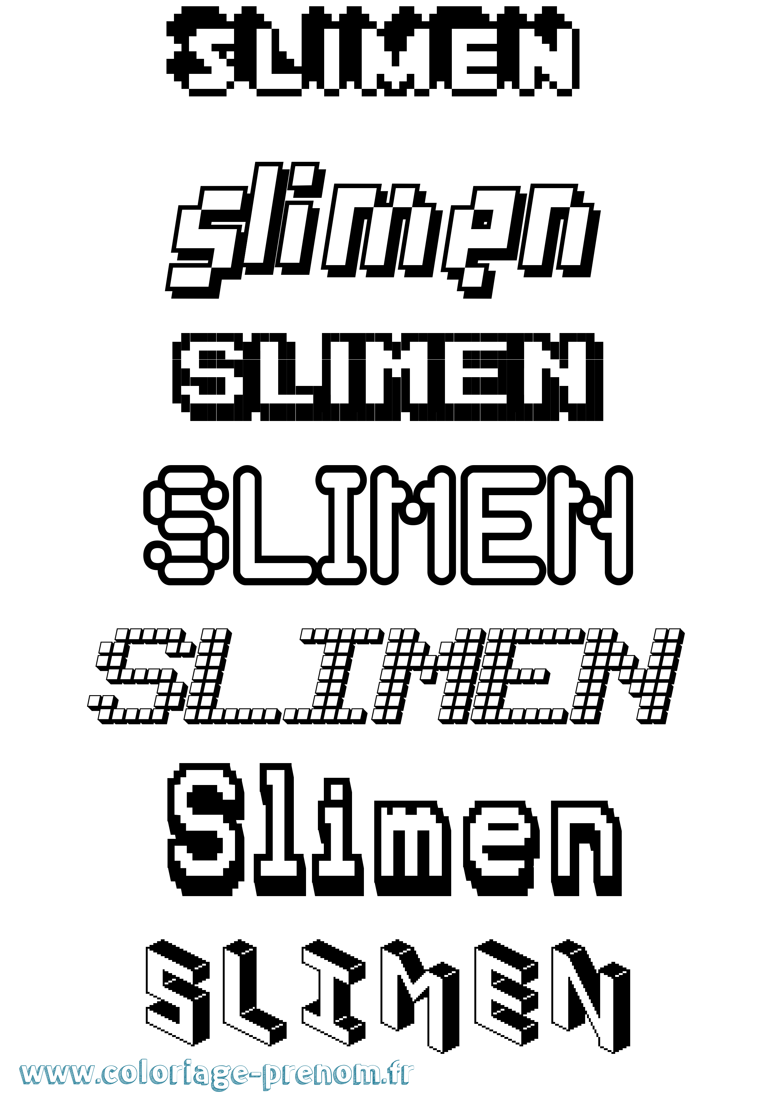 Coloriage Slimen Pixel Coloriage prénom Slimen Pixel