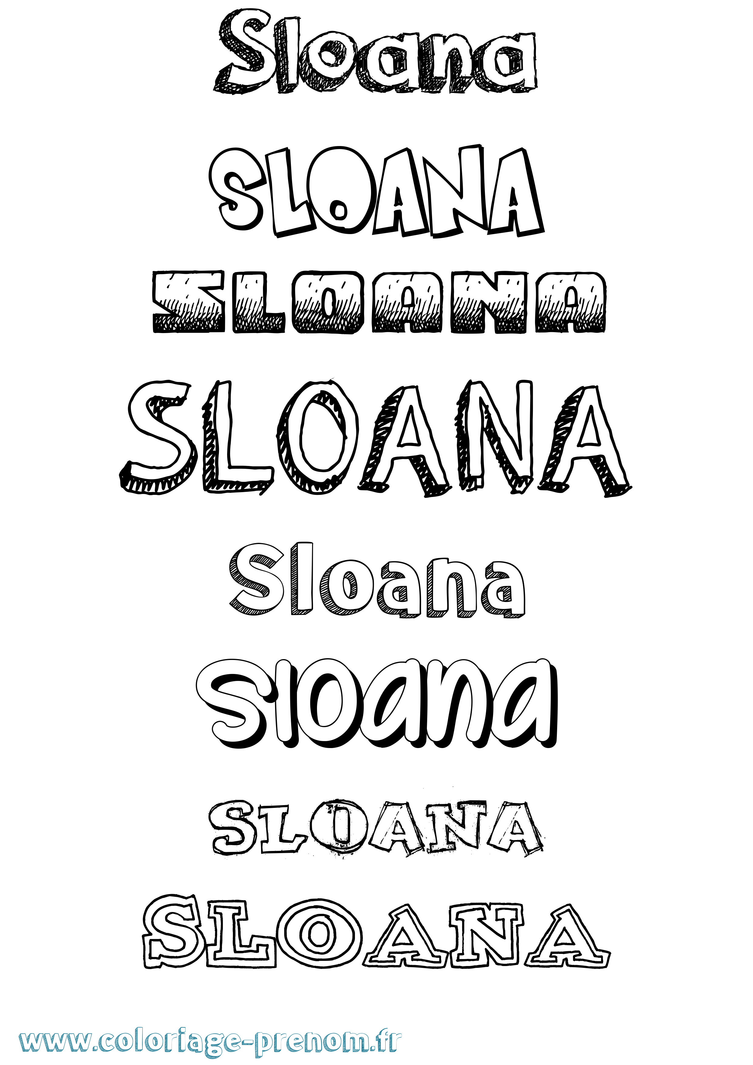 Coloriage Sloana Dessiné Coloriage prénom Sloana Dessiné