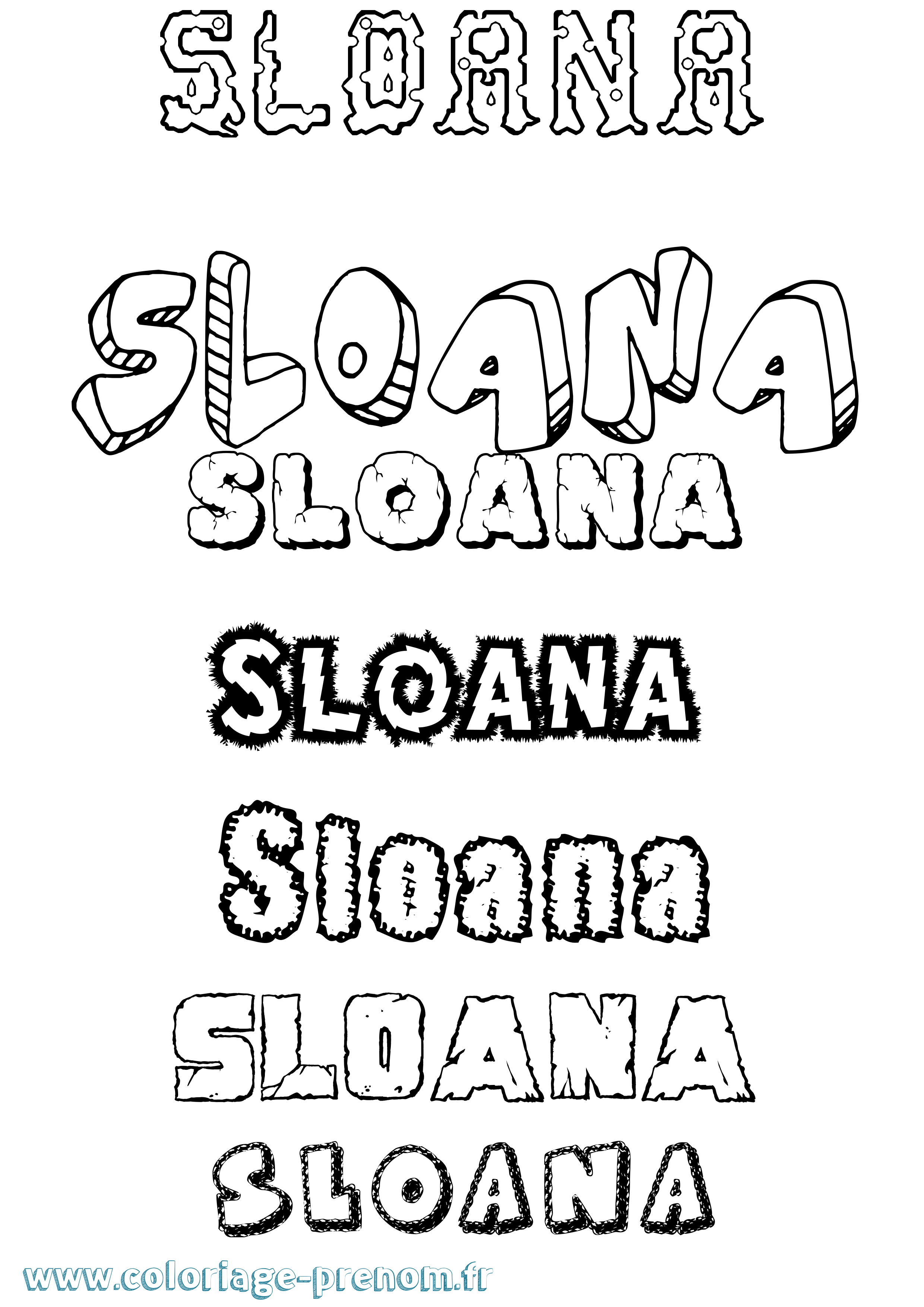 Coloriage Sloana Destructuré Coloriage prénom Sloana Destructuré