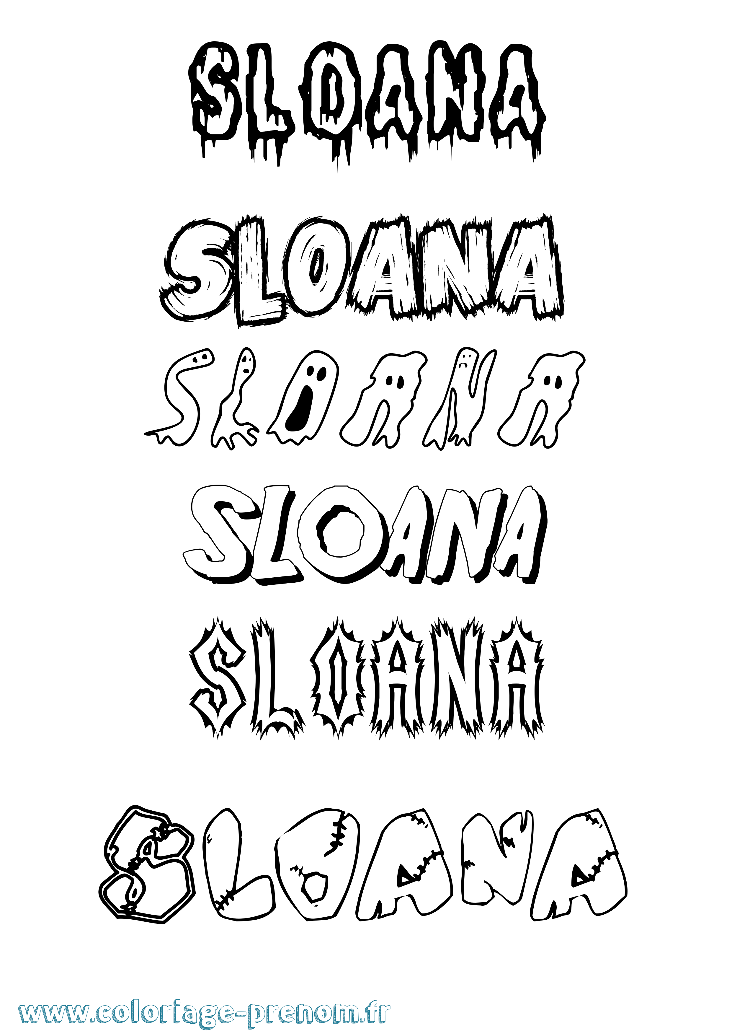 Coloriage Sloana Frisson Coloriage prénom Sloana Frisson
