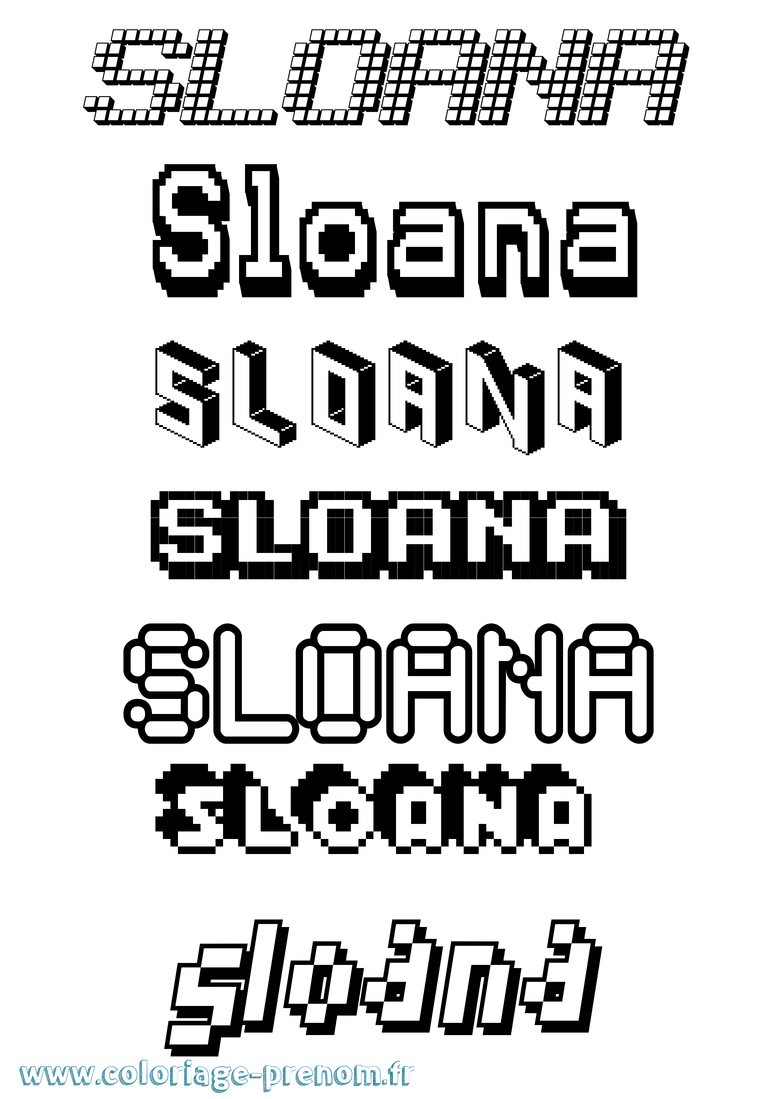 Coloriage Sloana Pixel Coloriage prénom Sloana Pixel