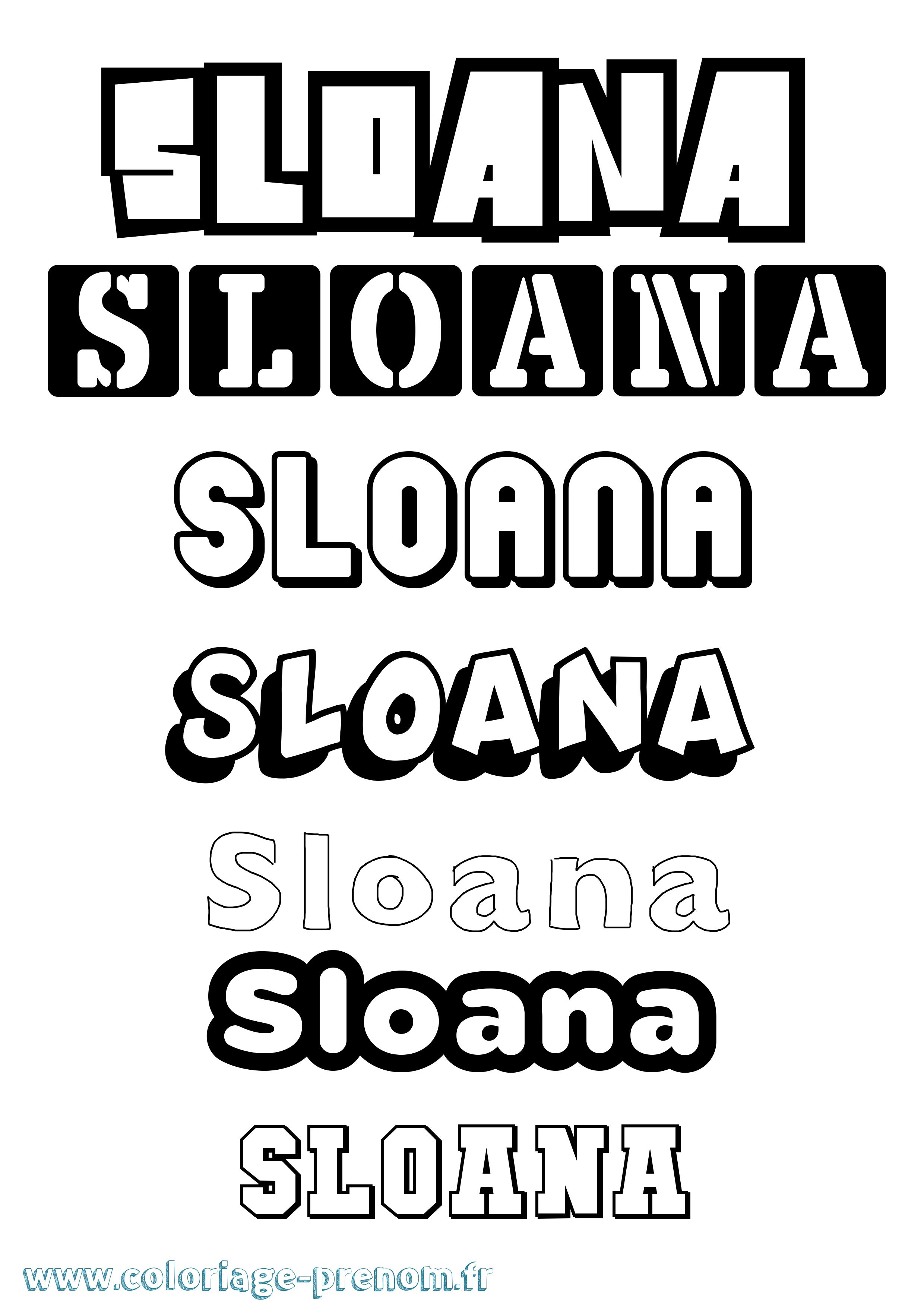 Coloriage Sloana Simple Coloriage prénom Sloana Simple